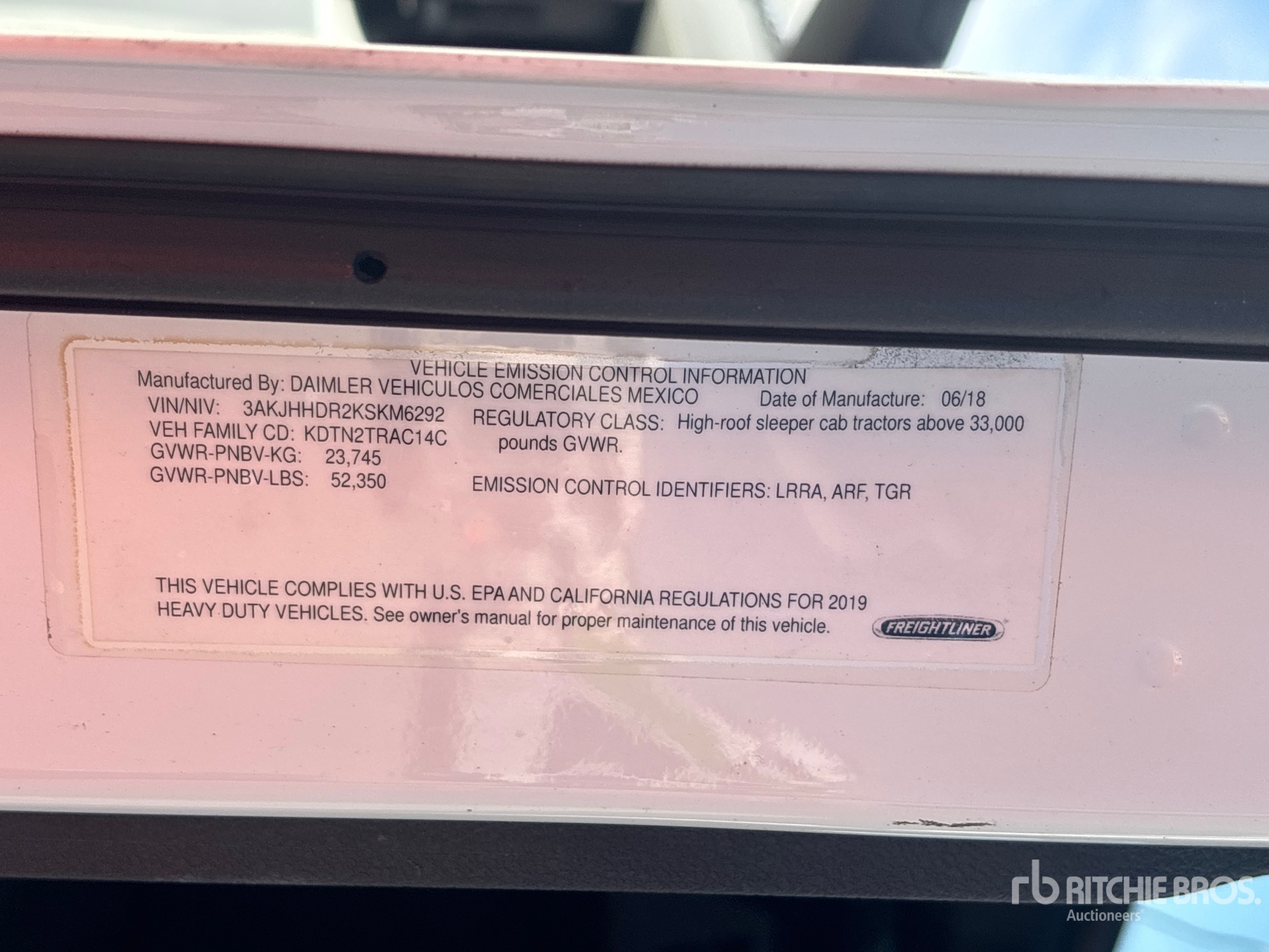 General Appearance with Serial Number / VIN