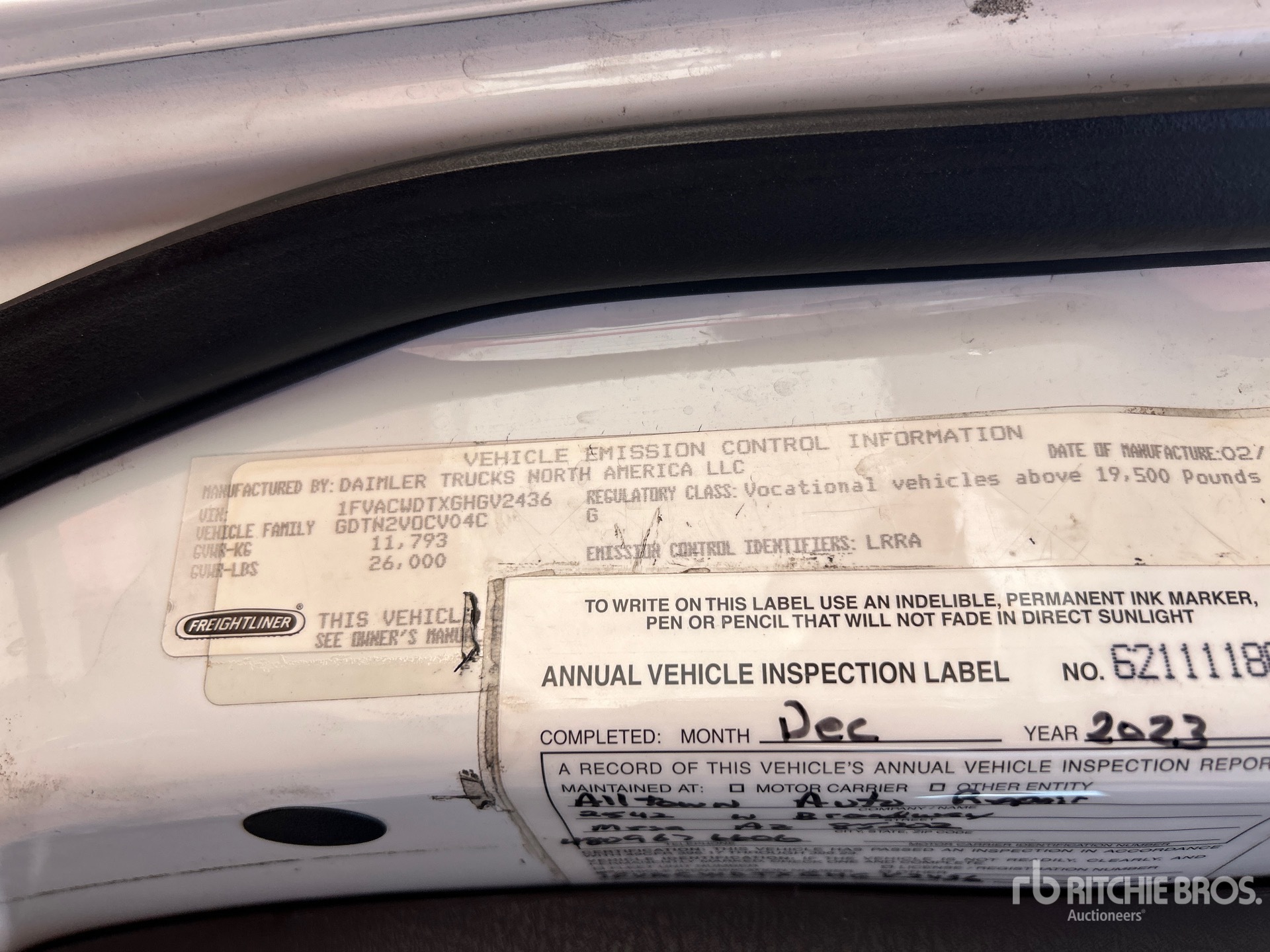 General Appearance with Serial Number / VIN