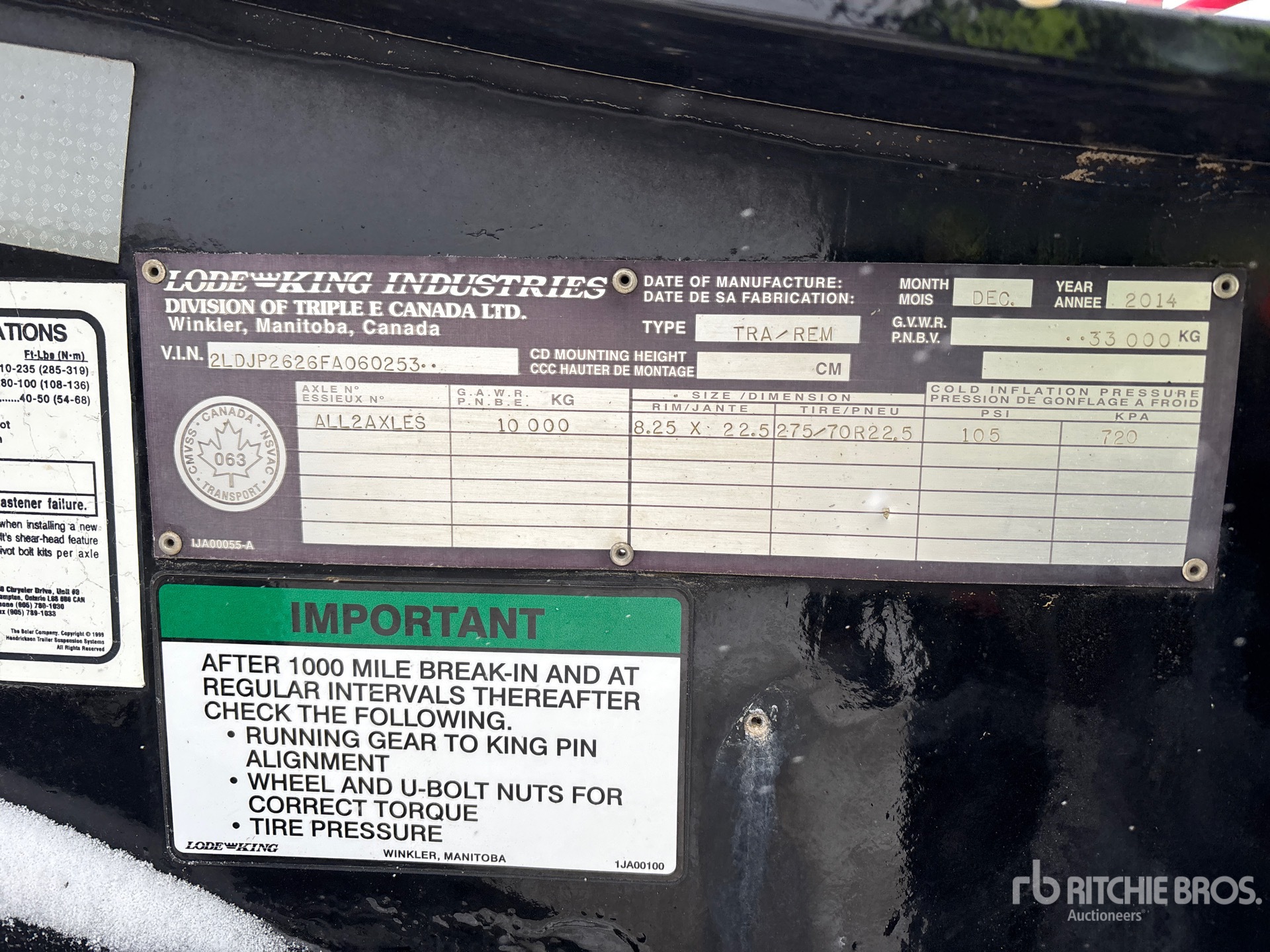 General Appearance with Serial Number / VIN