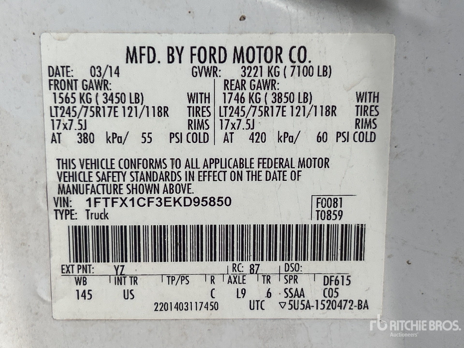 General Appearance with Serial Number / VIN