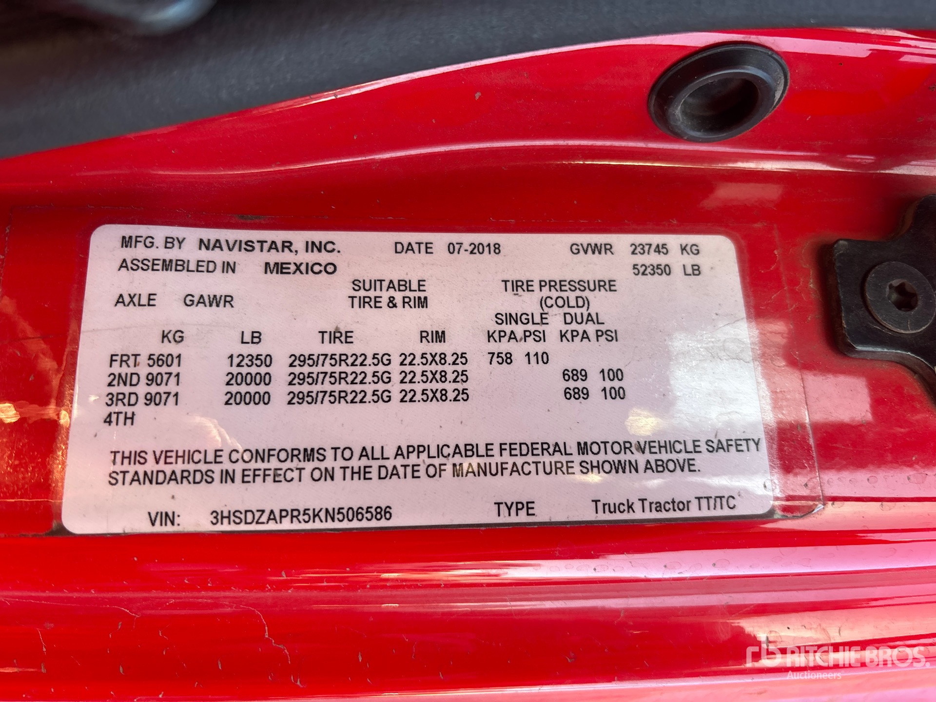 General Appearance with Serial Number / VIN