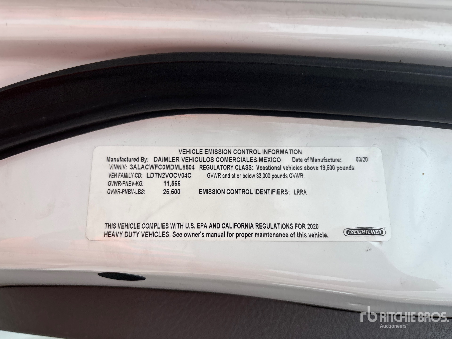 General Appearance with Serial Number / VIN