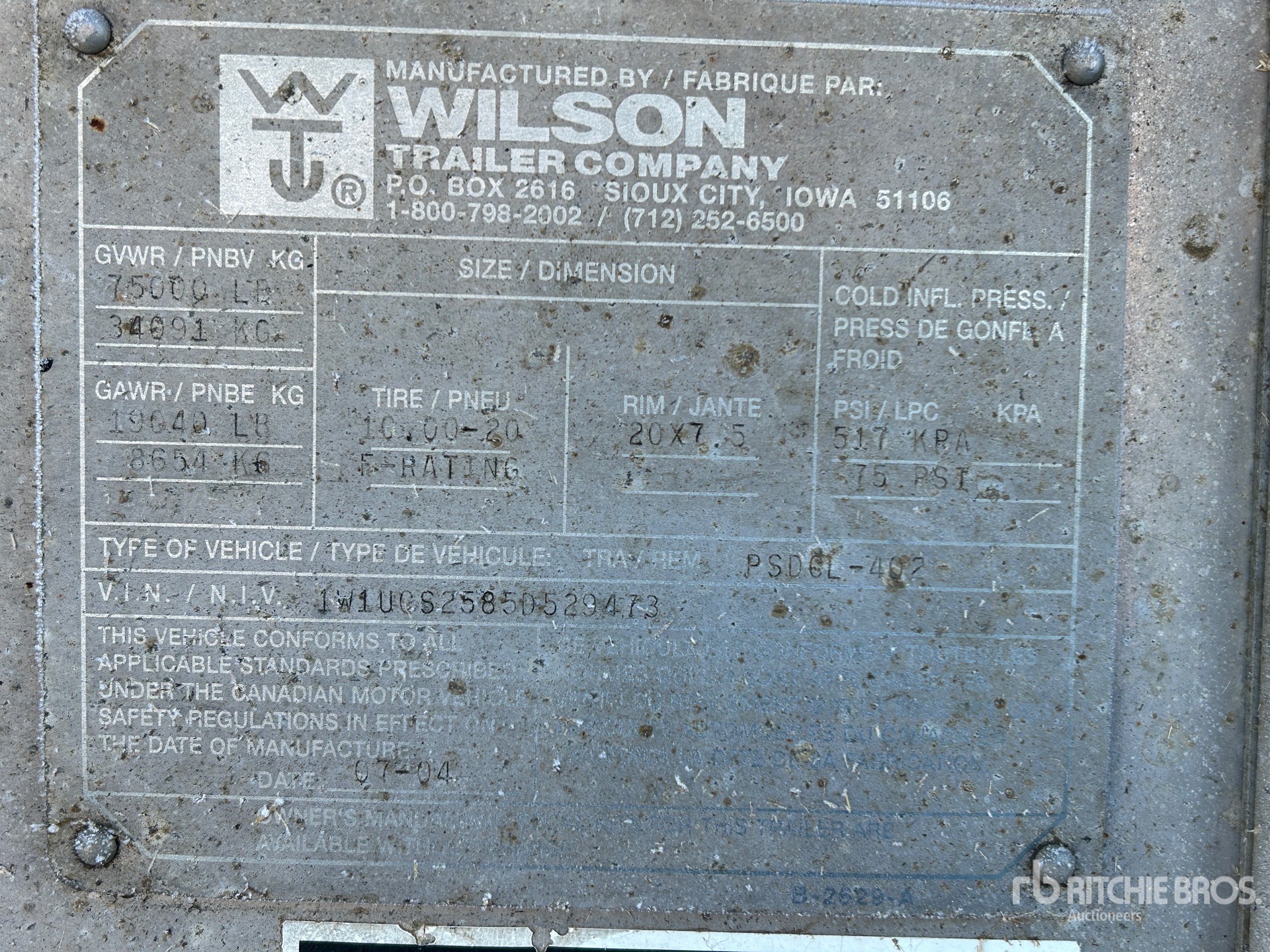 General Appearance with Numero seriale/numero d’identificazione del veicolo (VIN)