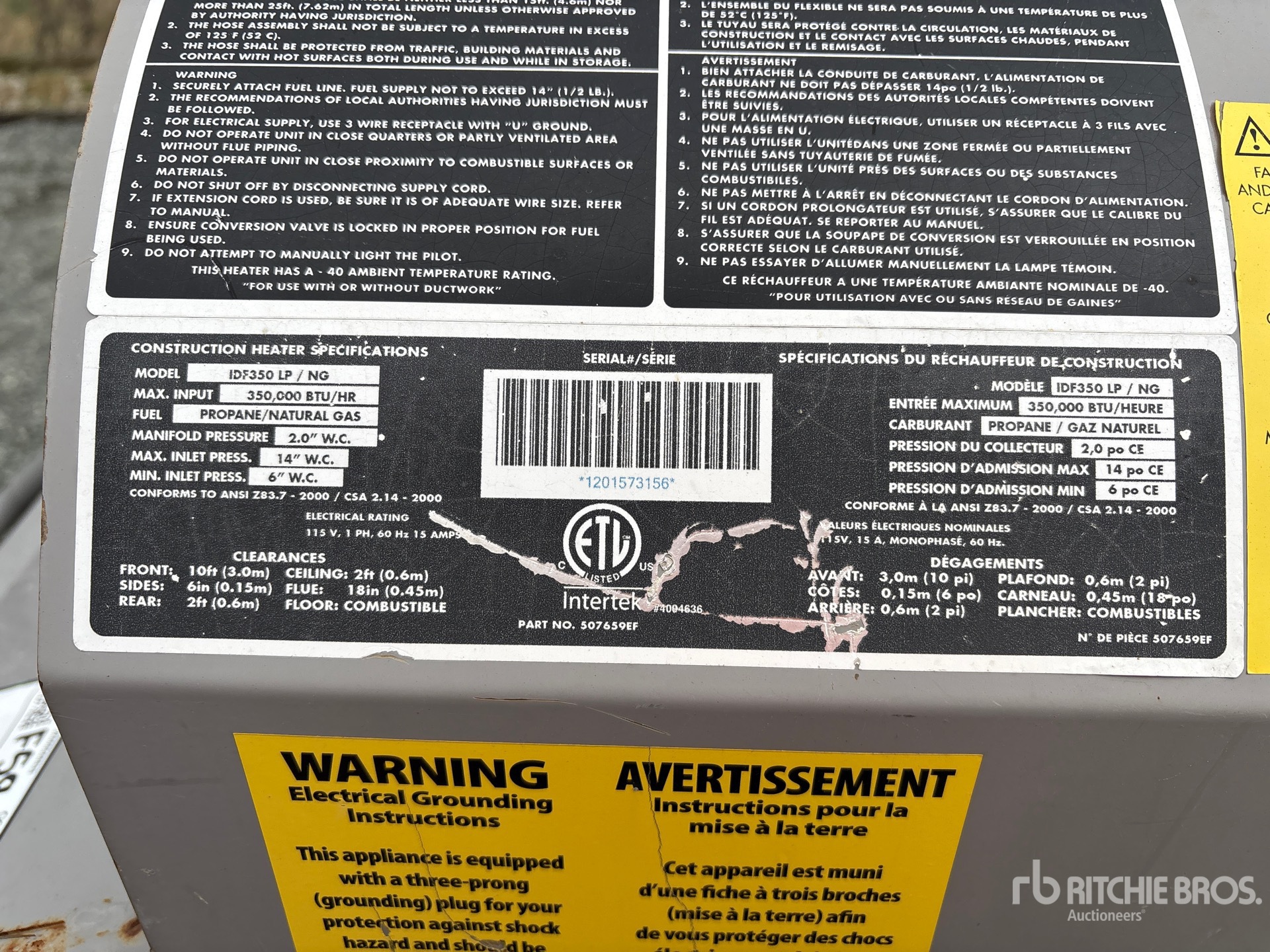 General Appearance with Serial Number / VIN