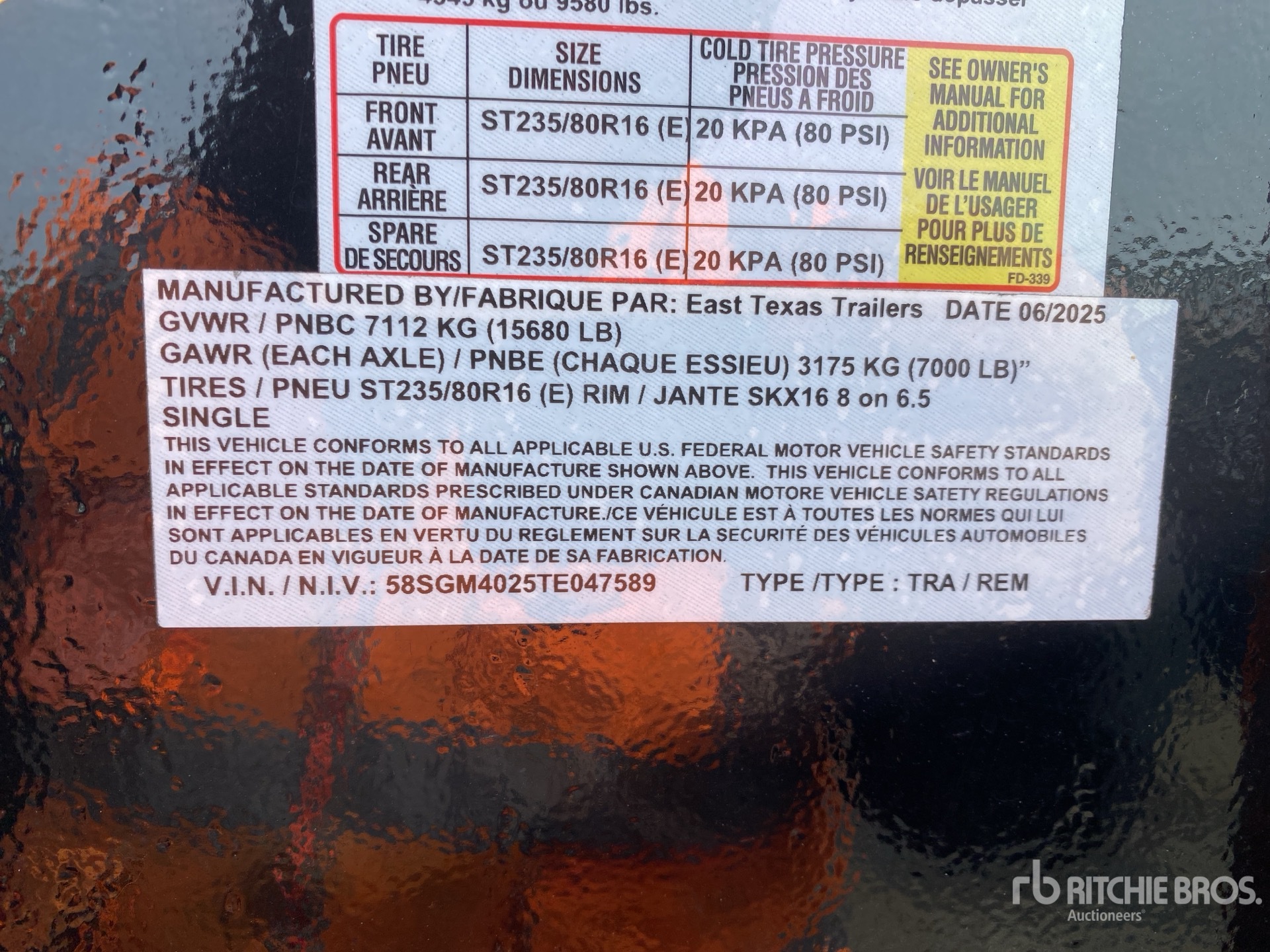 General Appearance with Serial Number / VIN