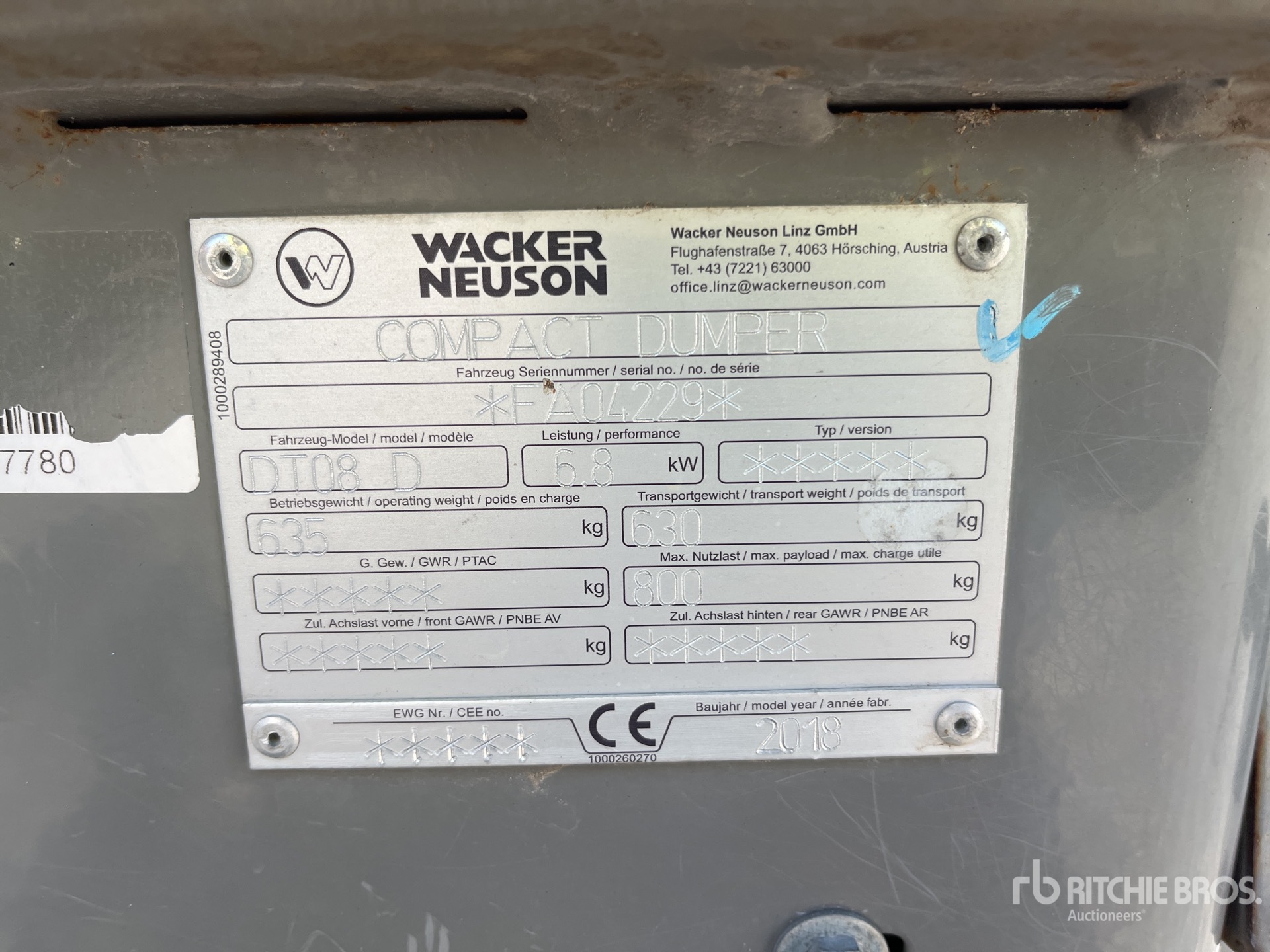 General Appearance with Serial Number / VIN