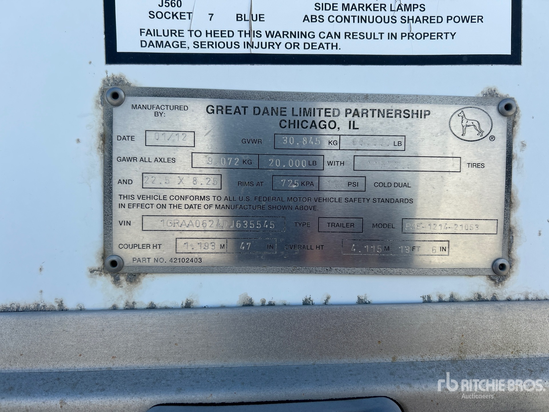 General Appearance with Serial Number / VIN