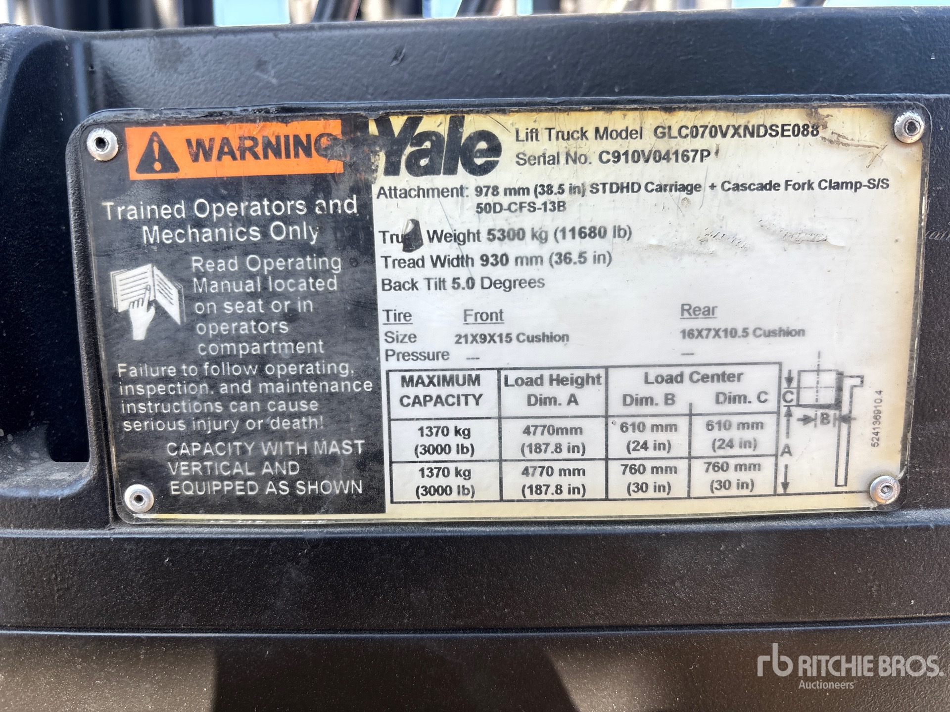 General Appearance with Serial Number / VIN