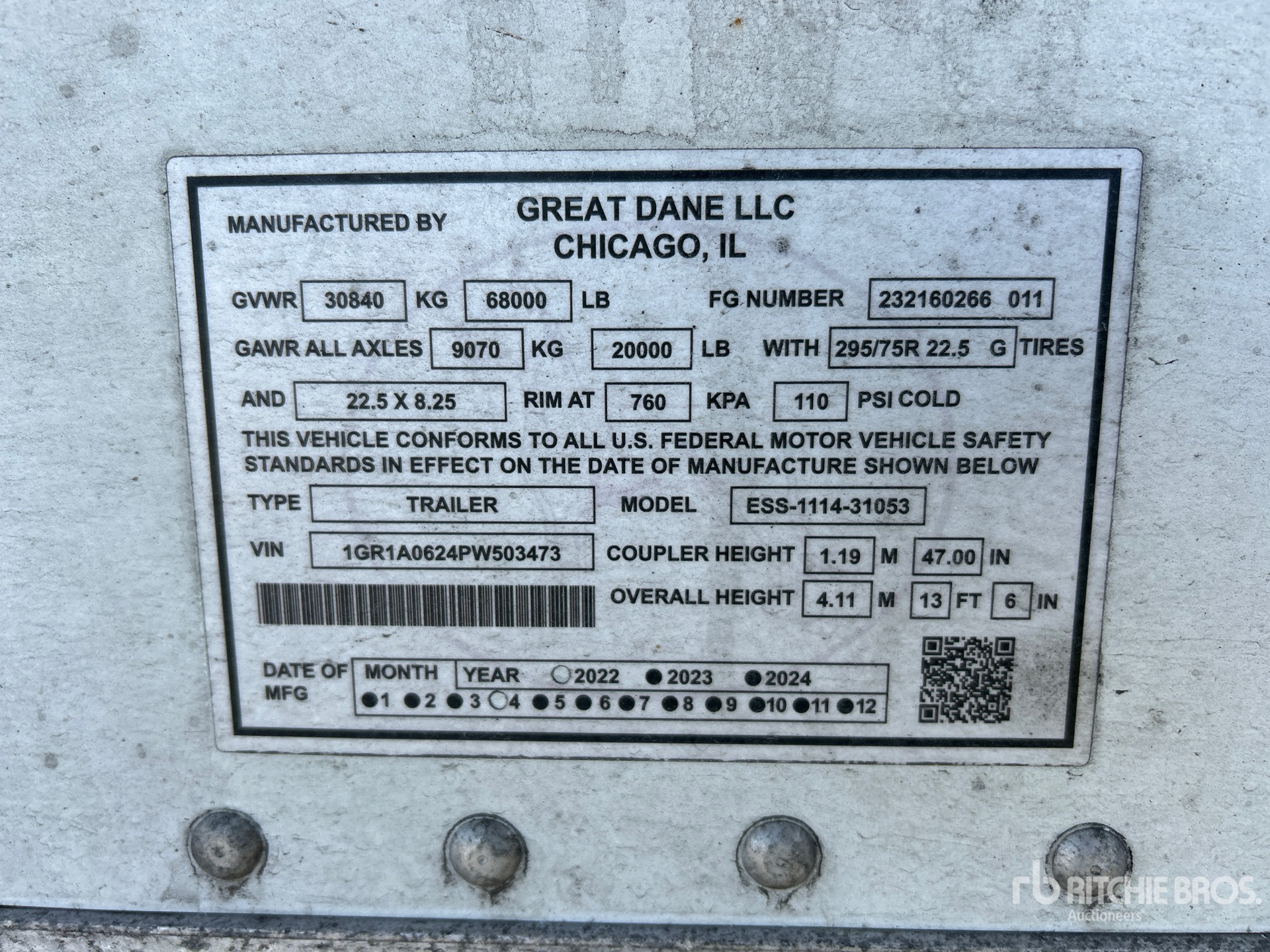 General Appearance with Serial Number / VIN