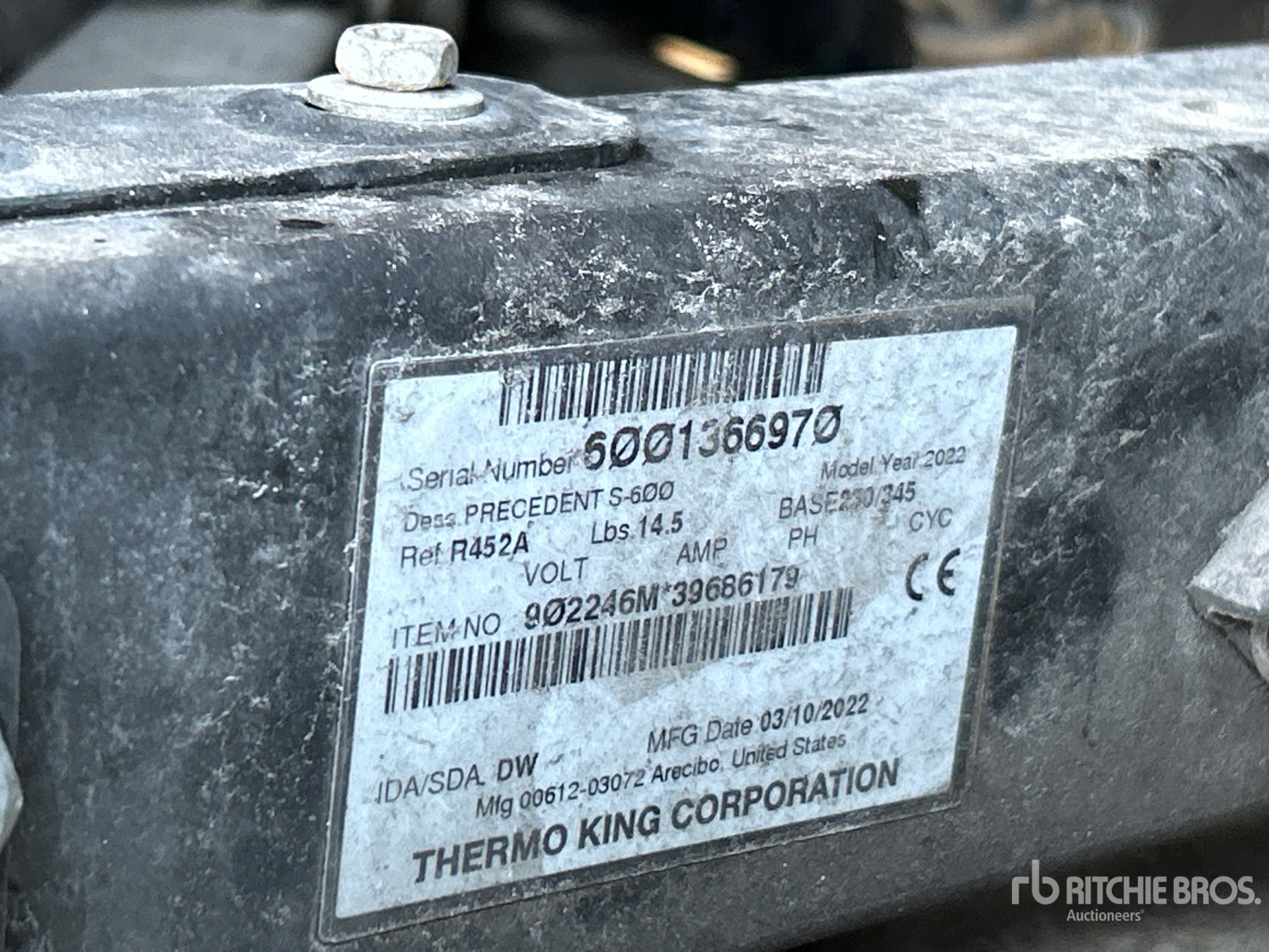 General Appearance with Refrigeration Unit Serial Number