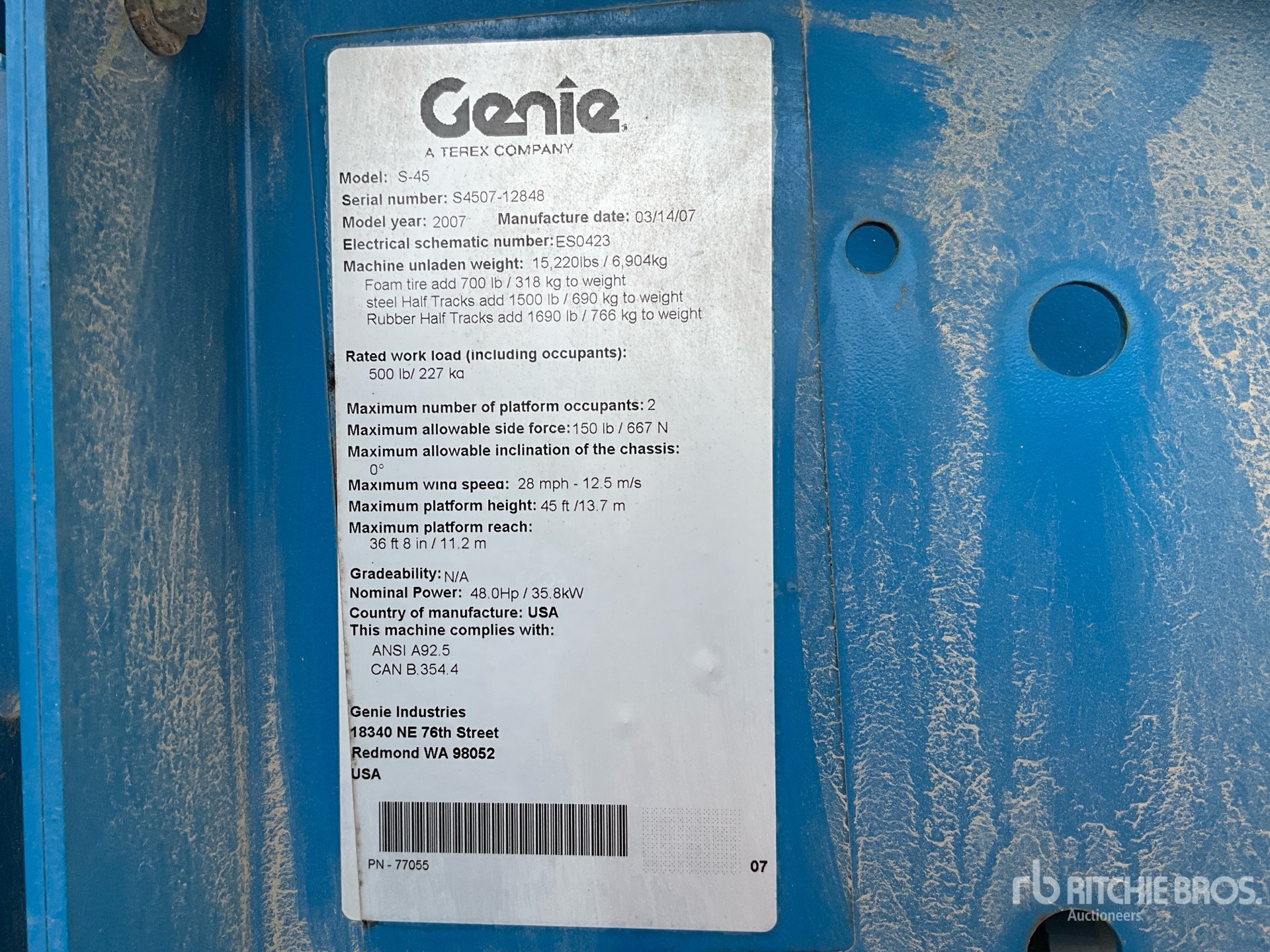 General Appearance with Serial Number / VIN