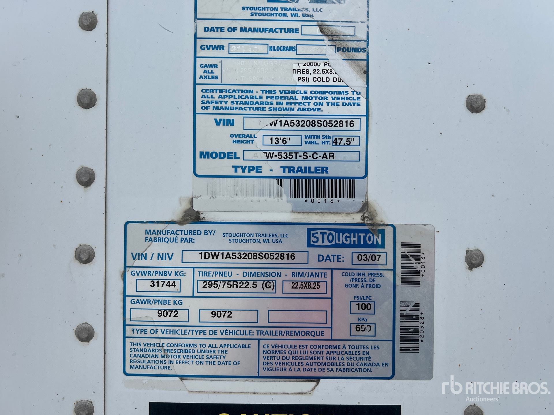 General Appearance with Serial Number / VIN