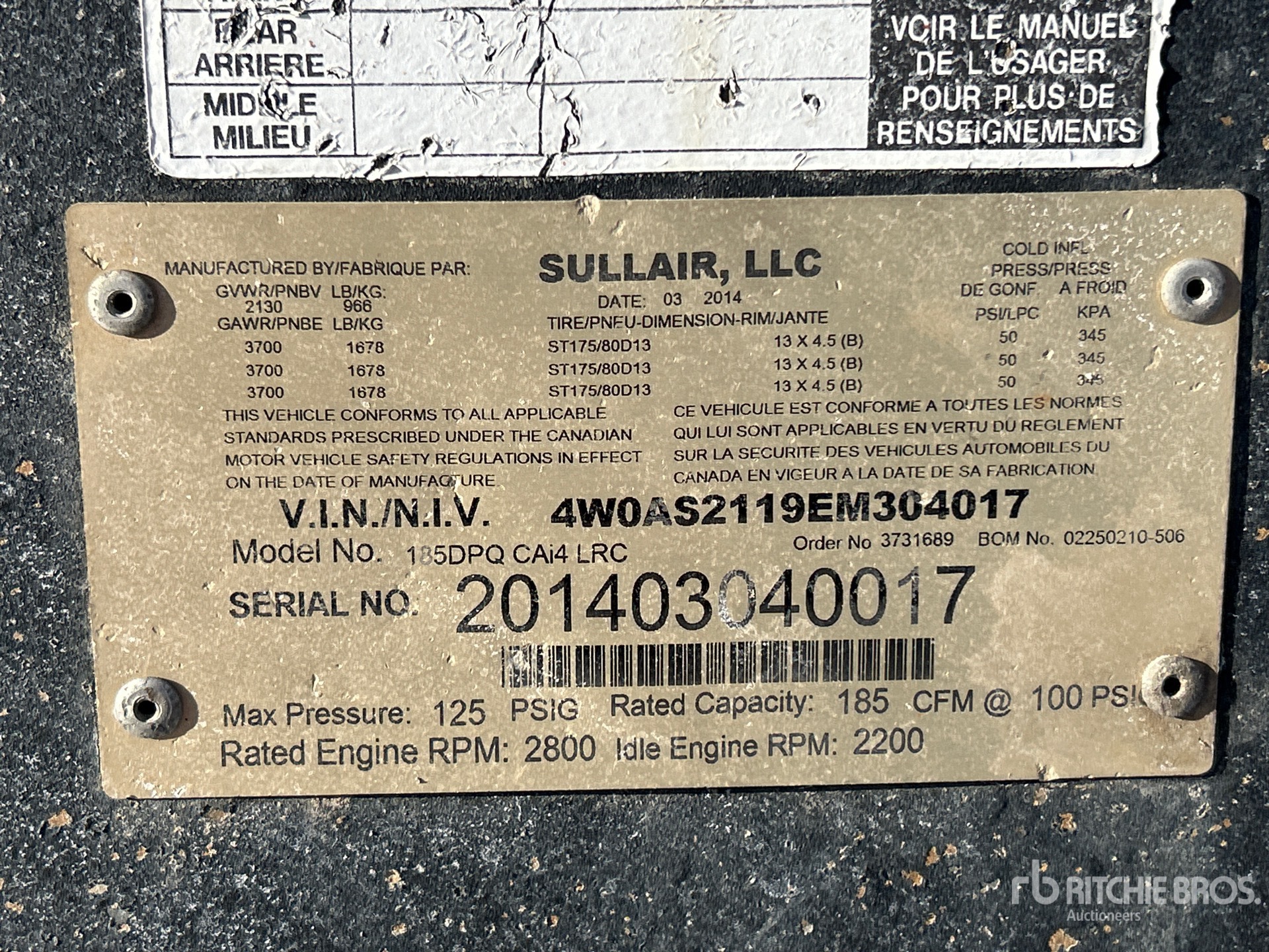 General Appearance with N.º de serie/VIN