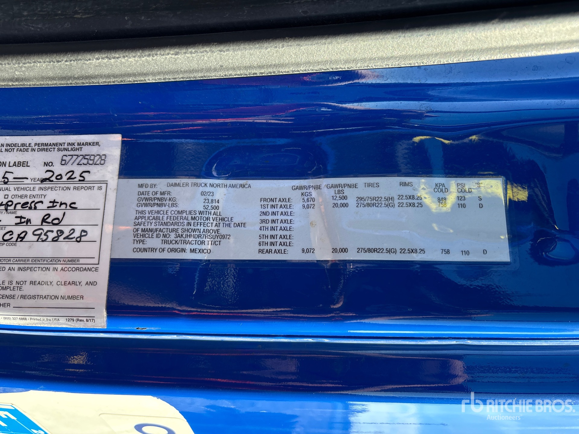 General Appearance with Serial Number / VIN