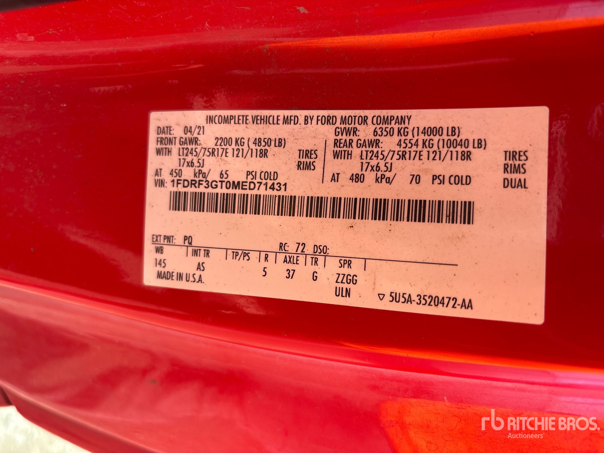 General Appearance with Serial Number / VIN