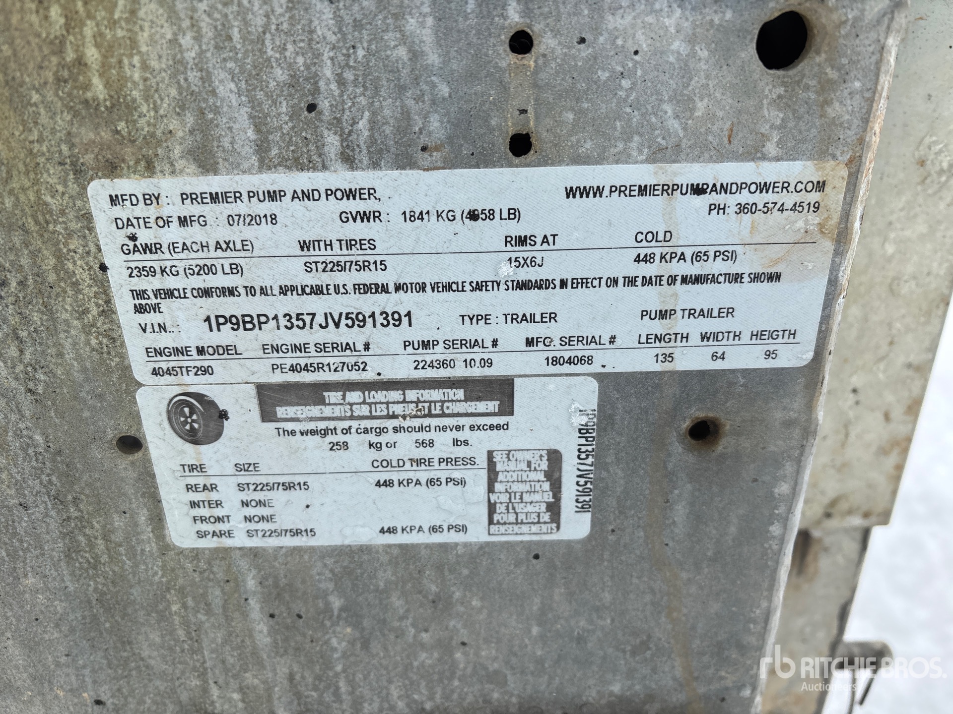 General Appearance with Serial Number / VIN