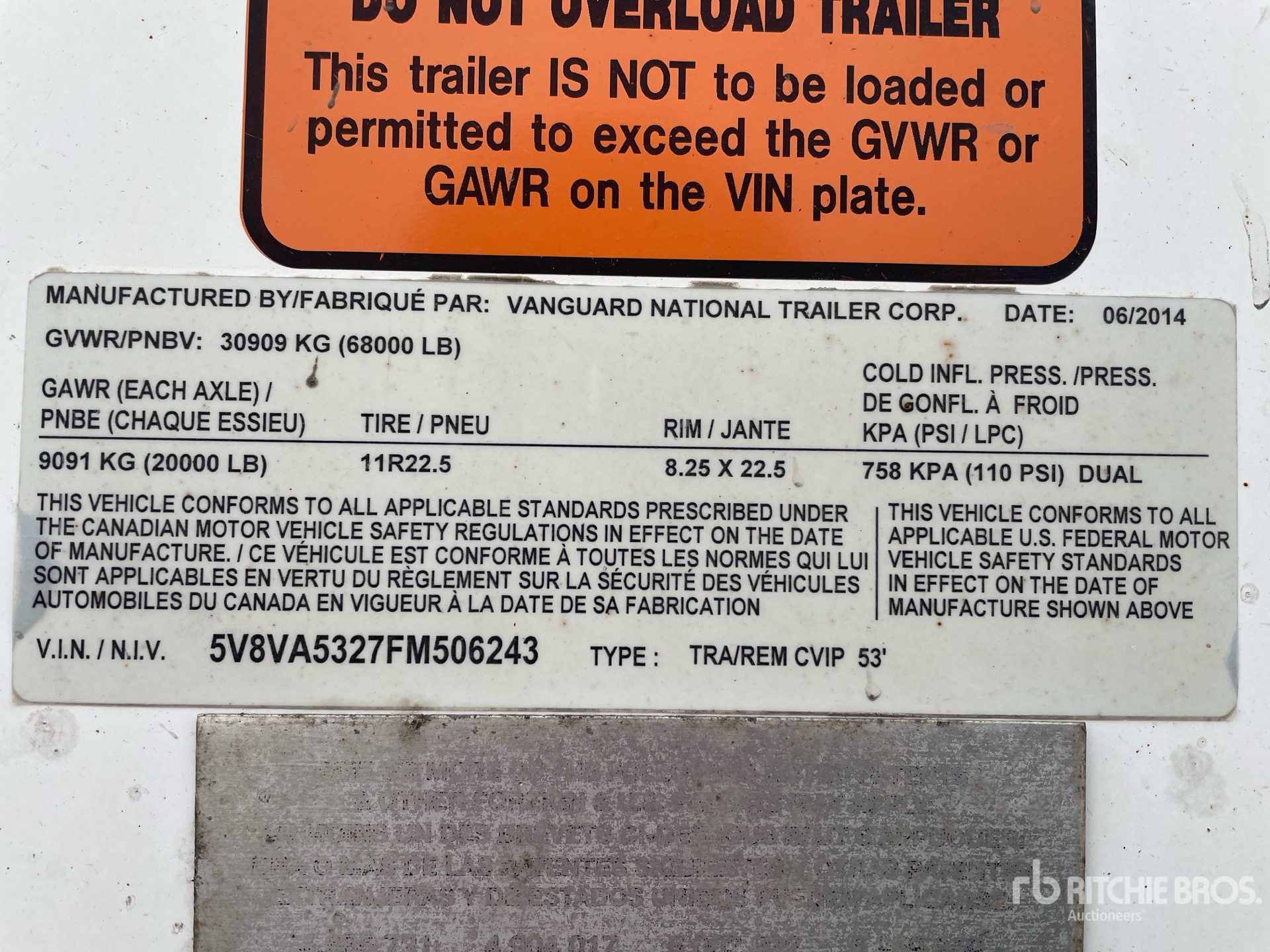 General Appearance with Serial Number / VIN