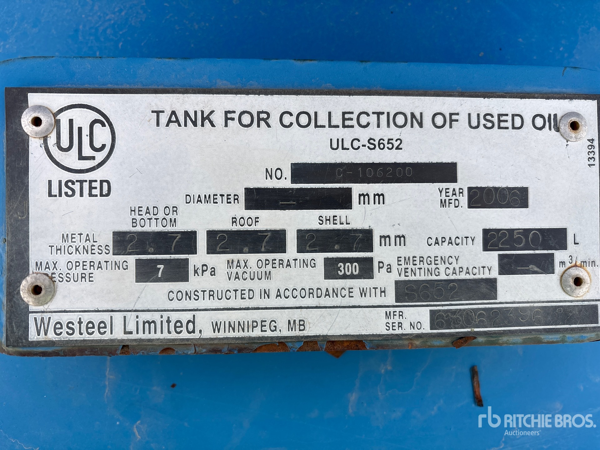 General Appearance with Serial Number / VIN