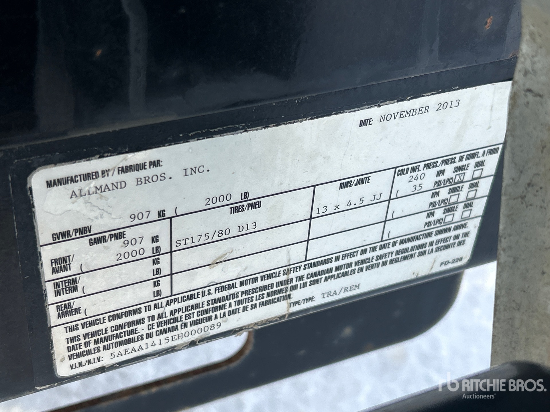 General Appearance with Serial Number / VIN