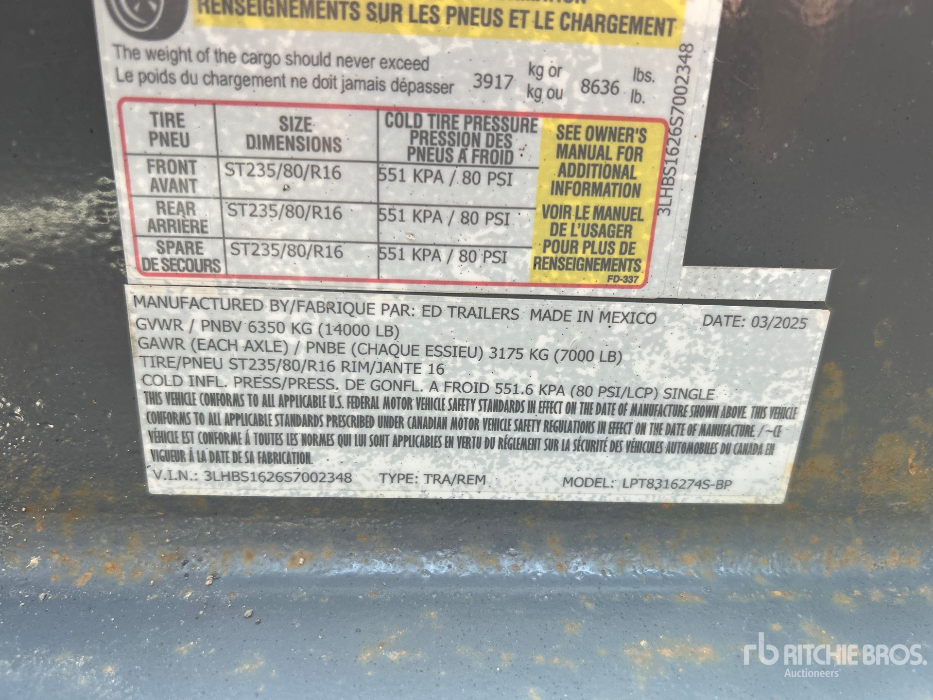 General Appearance with Serial Number / VIN