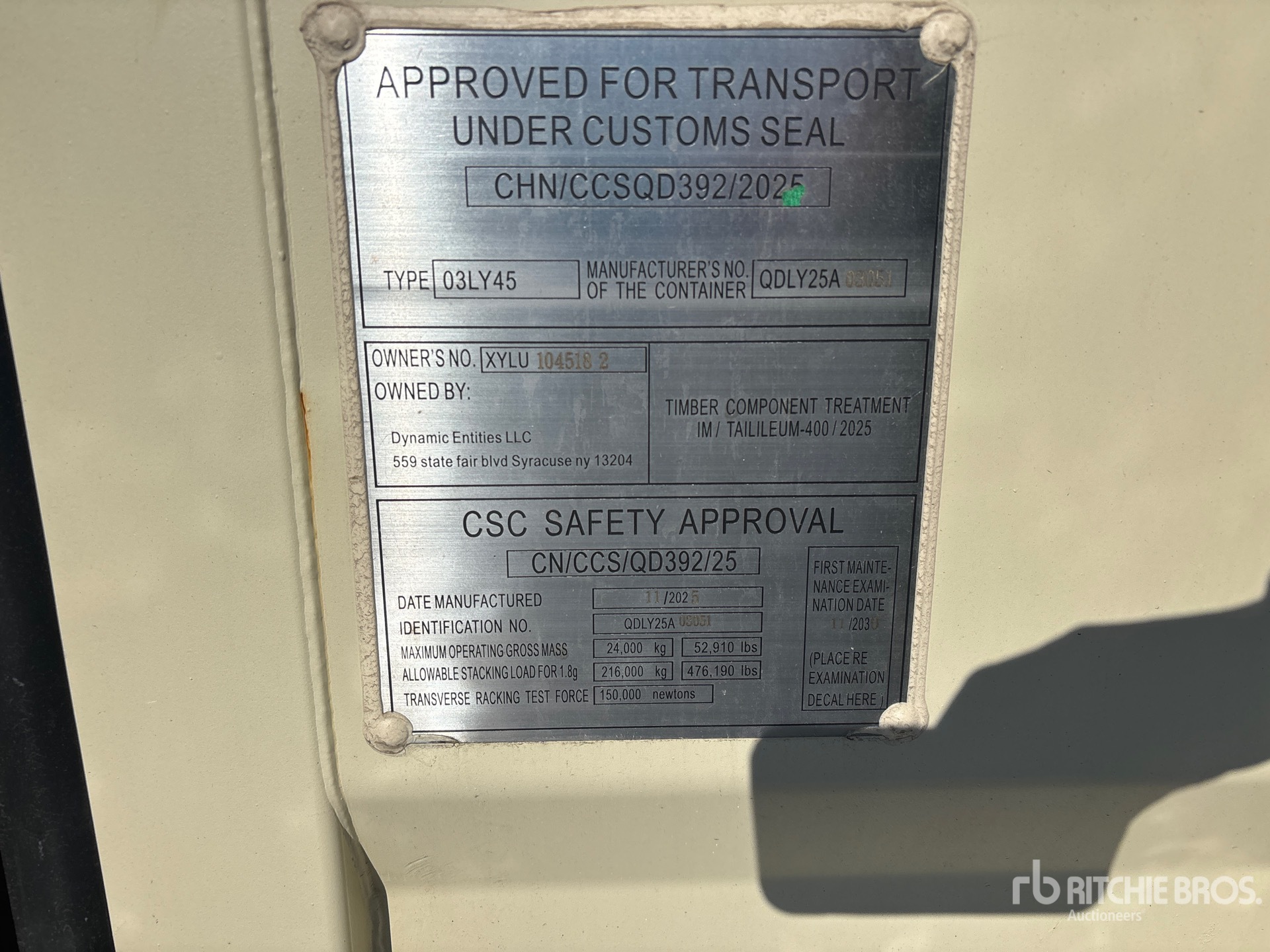 General Appearance with Serial Number / VIN