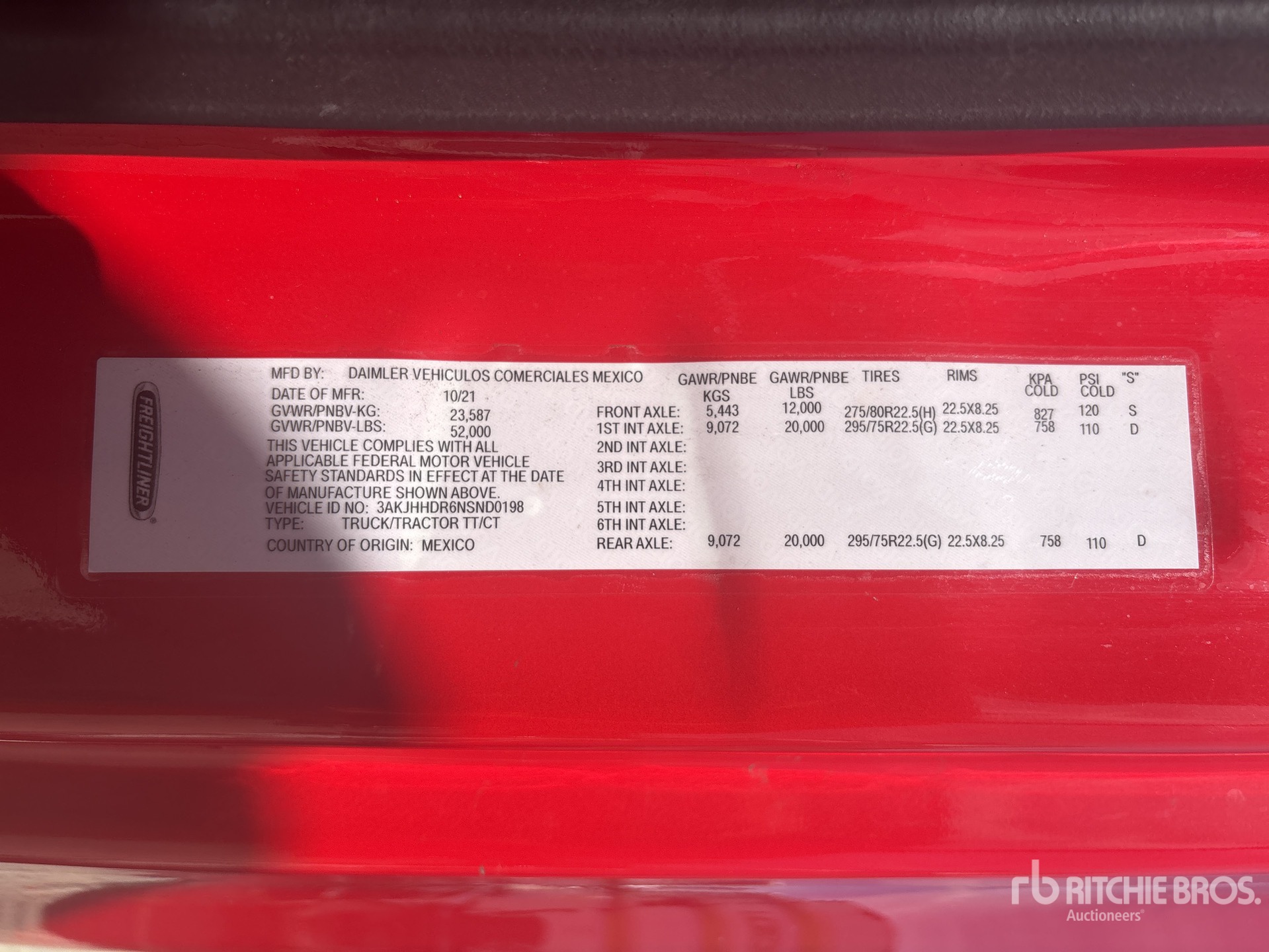 General Appearance with Serial Number / VIN