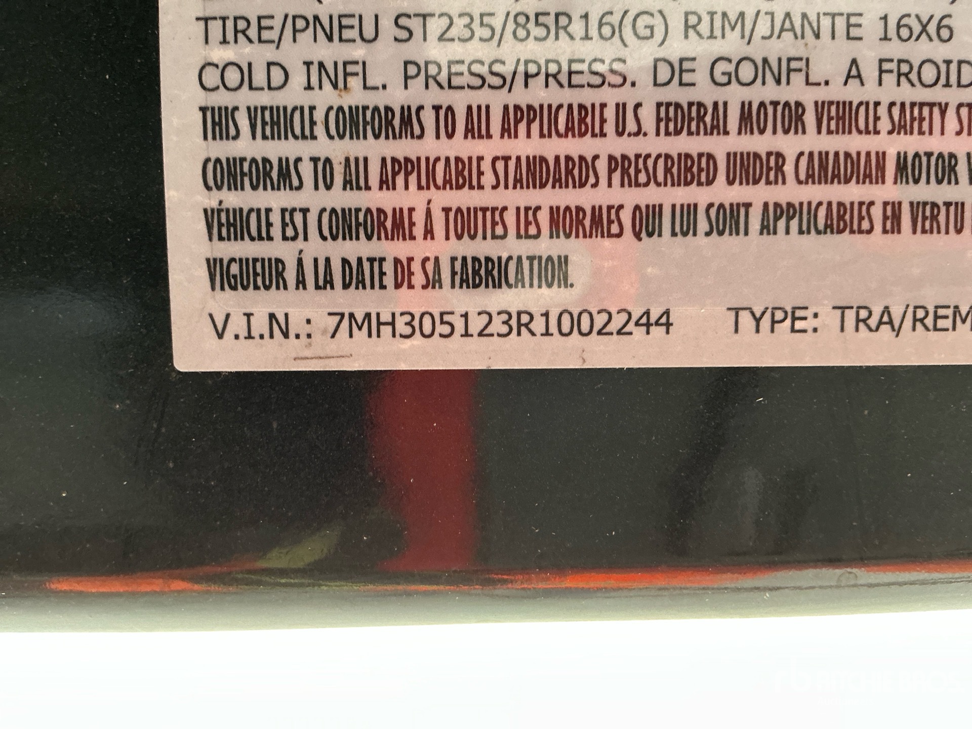 General Appearance with Serial Number / VIN