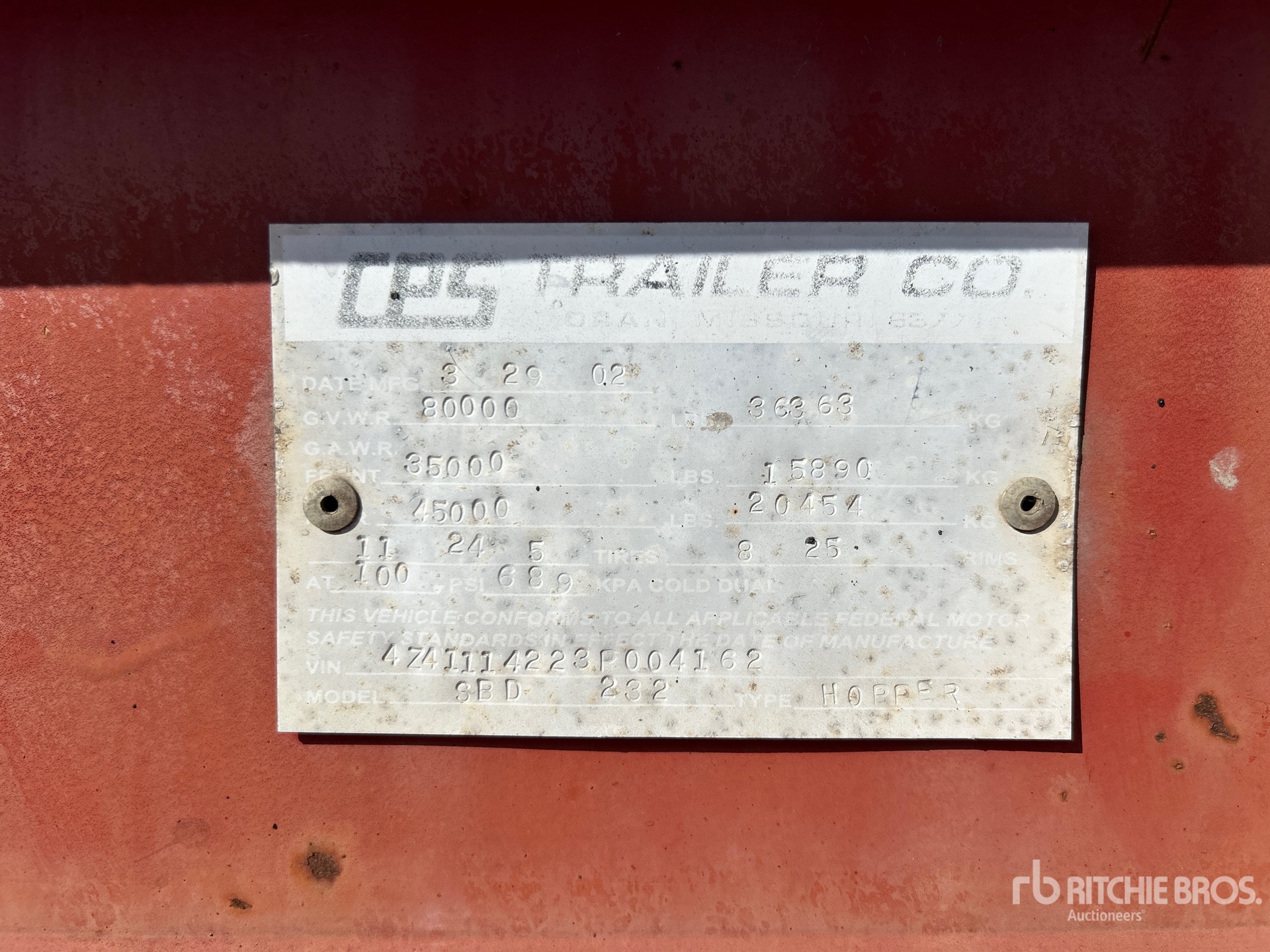 General Appearance with Serial Number / VIN