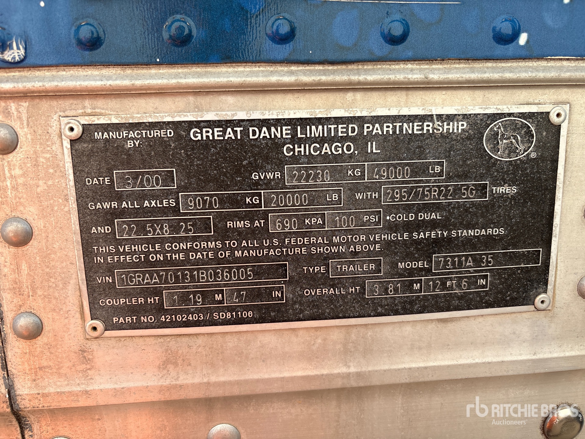 General Appearance with N.º de serie/VIN