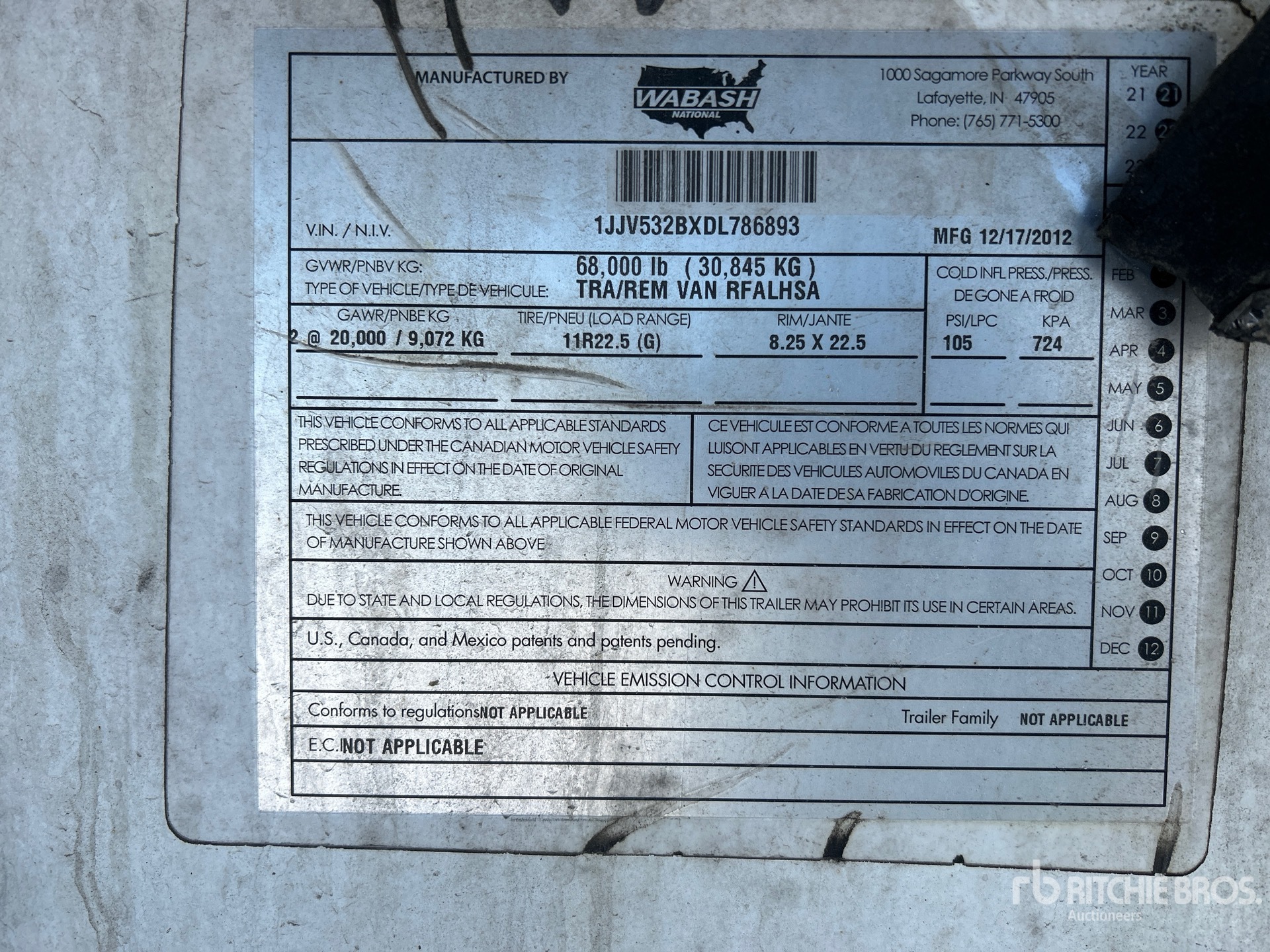 General Appearance with Serial Number / VIN