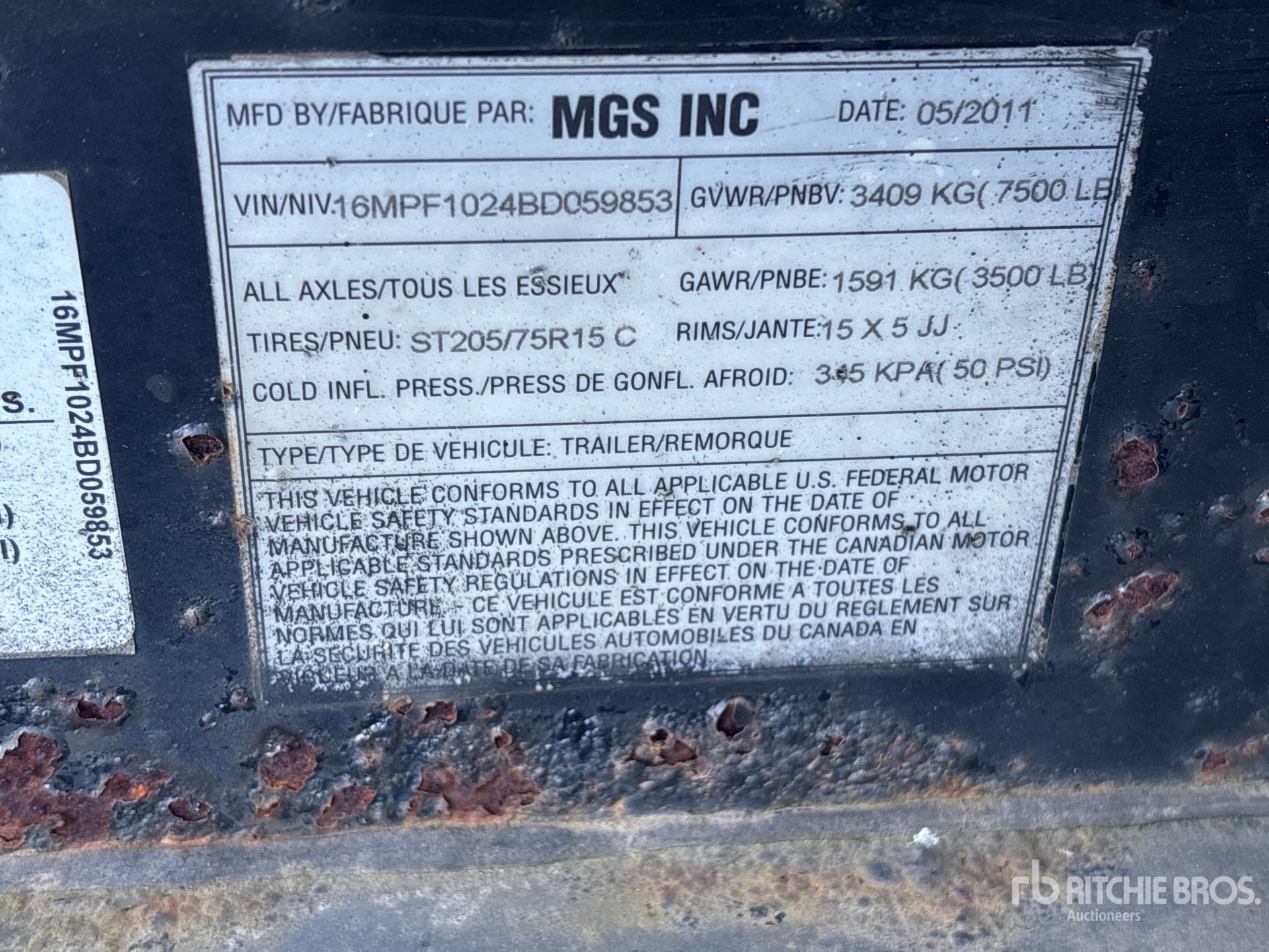 General Appearance with N.º de serie/VIN