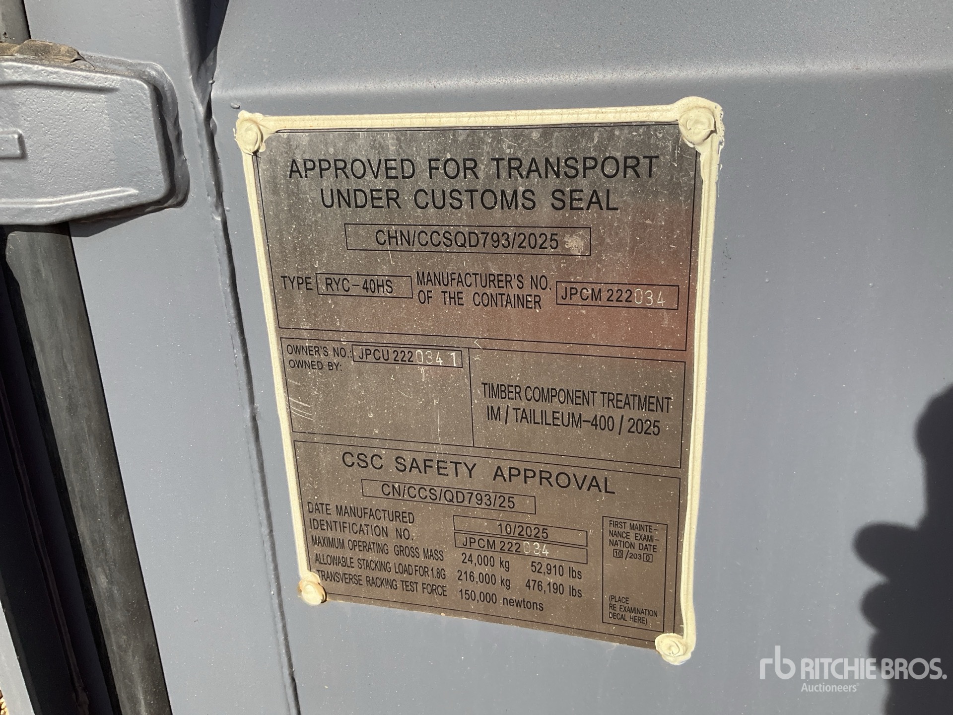 General Appearance with Serial Number / VIN