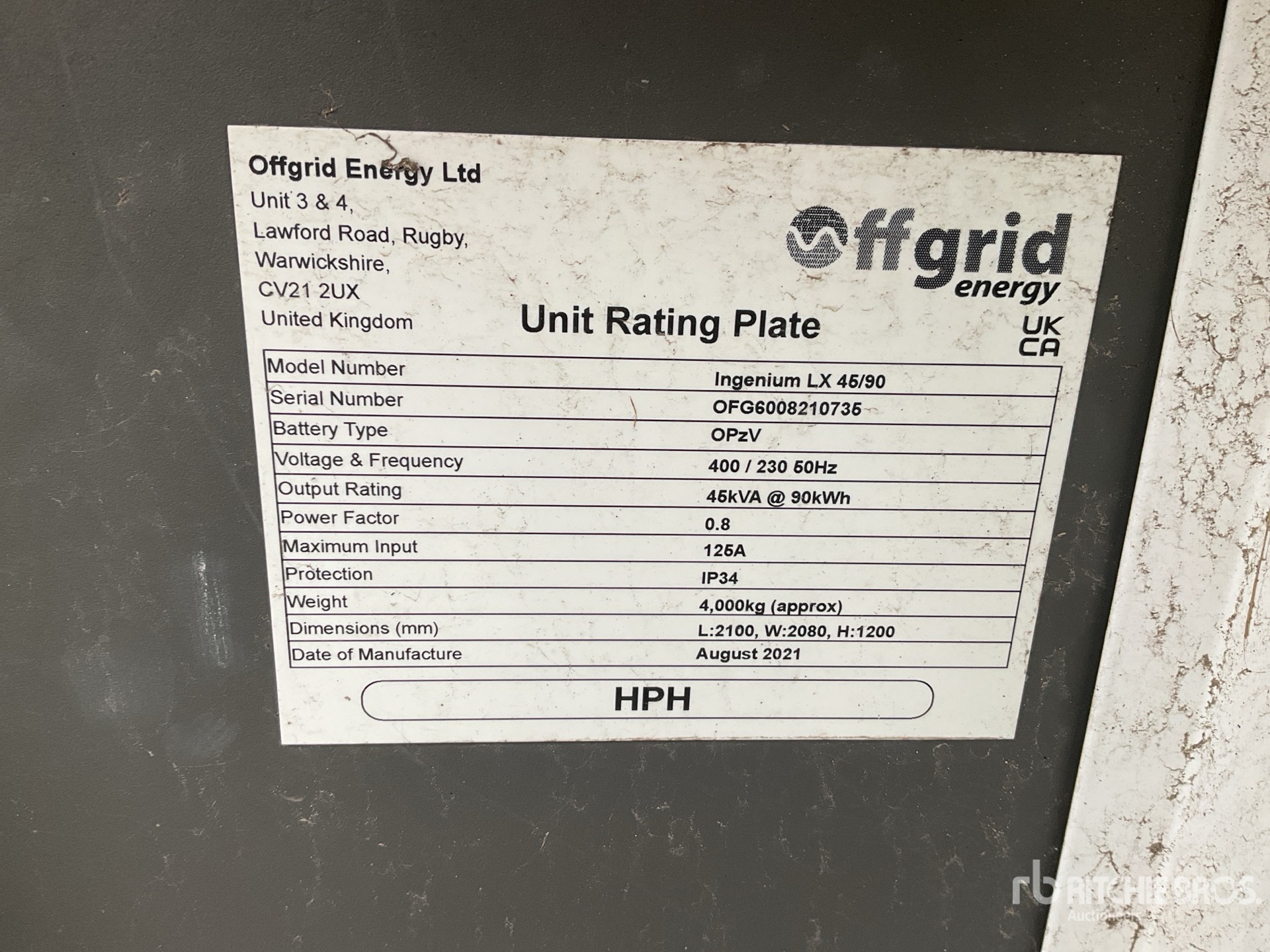 General Appearance with Serial Number / VIN