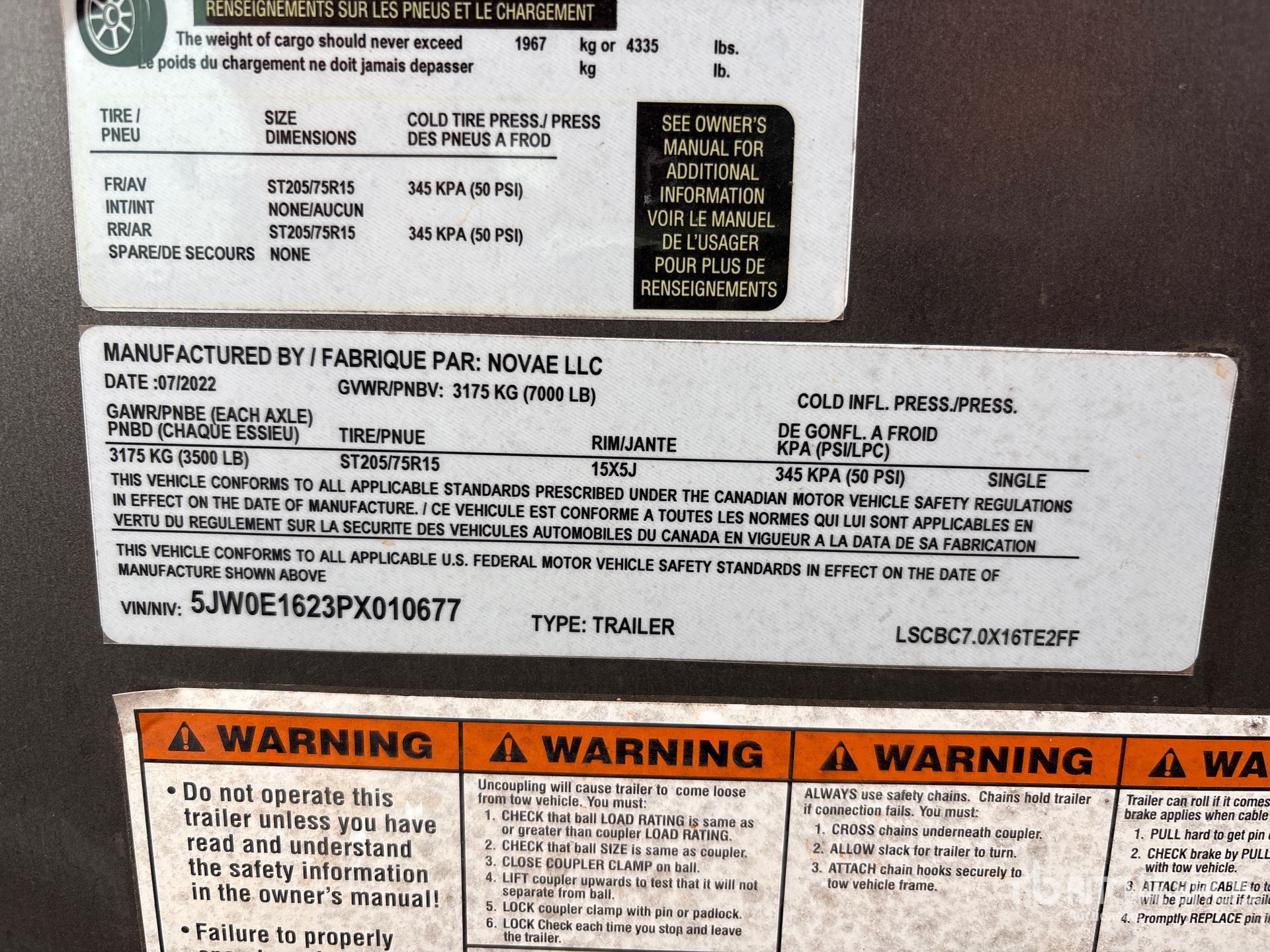 General Appearance with N.º de serie/VIN