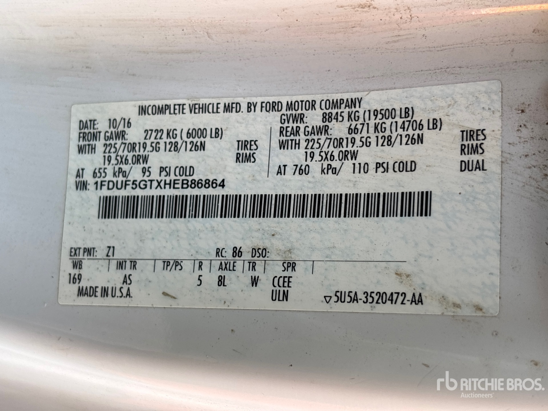 General Appearance with Serial Number / VIN