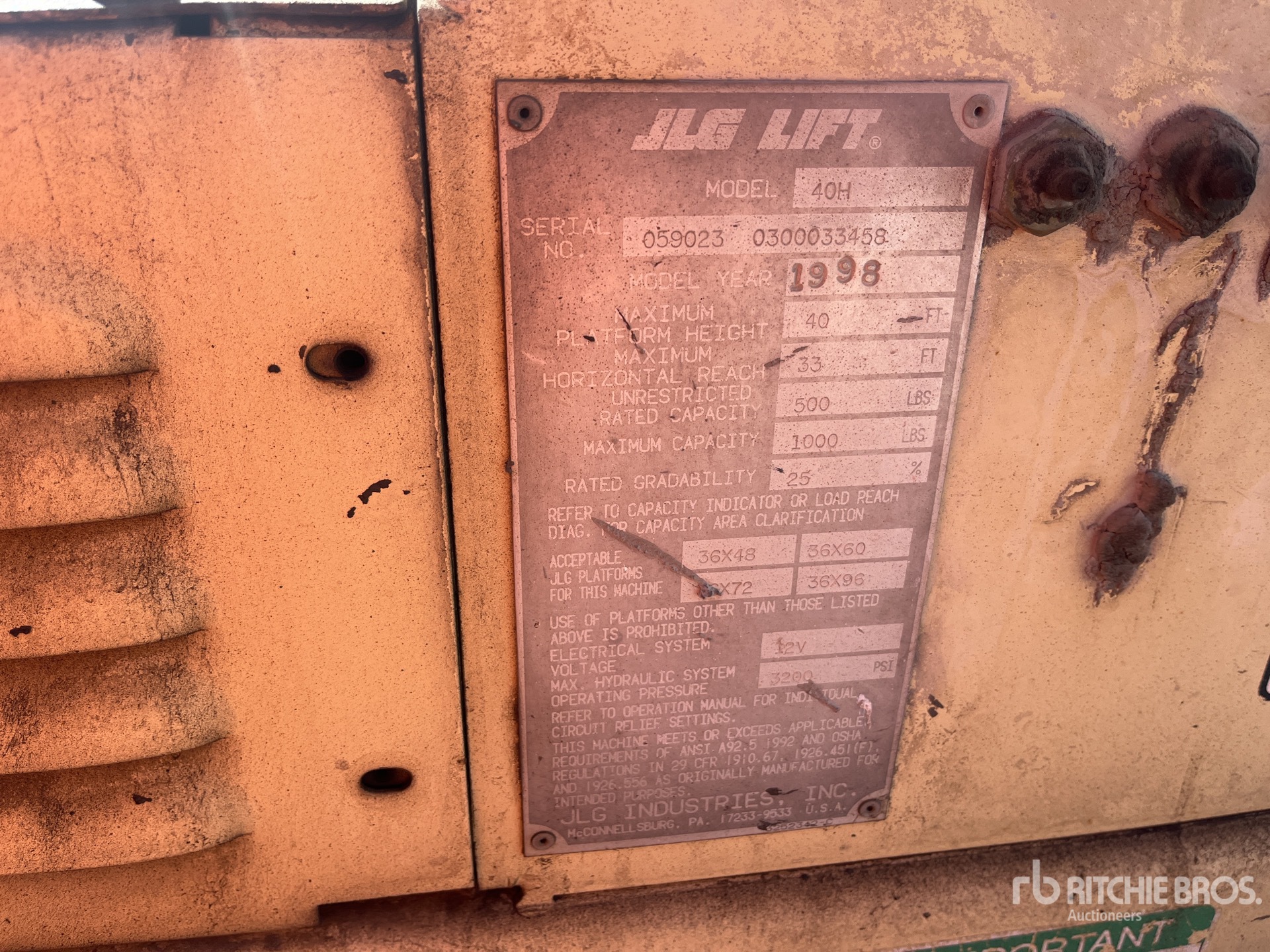 General Appearance with Serial Number / VIN