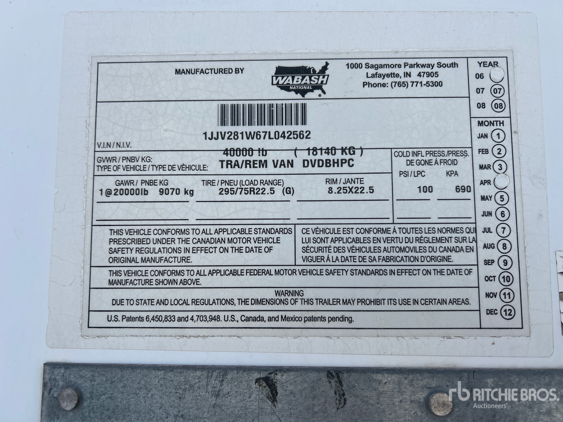 General Appearance with Serial Number / VIN
