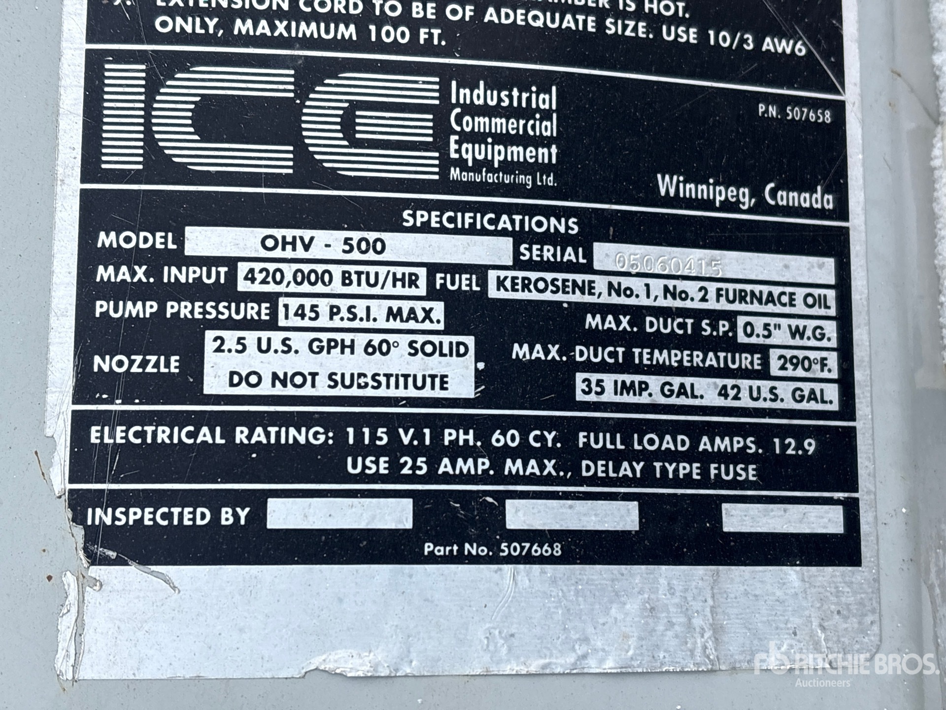 General Appearance with Serial Number / VIN