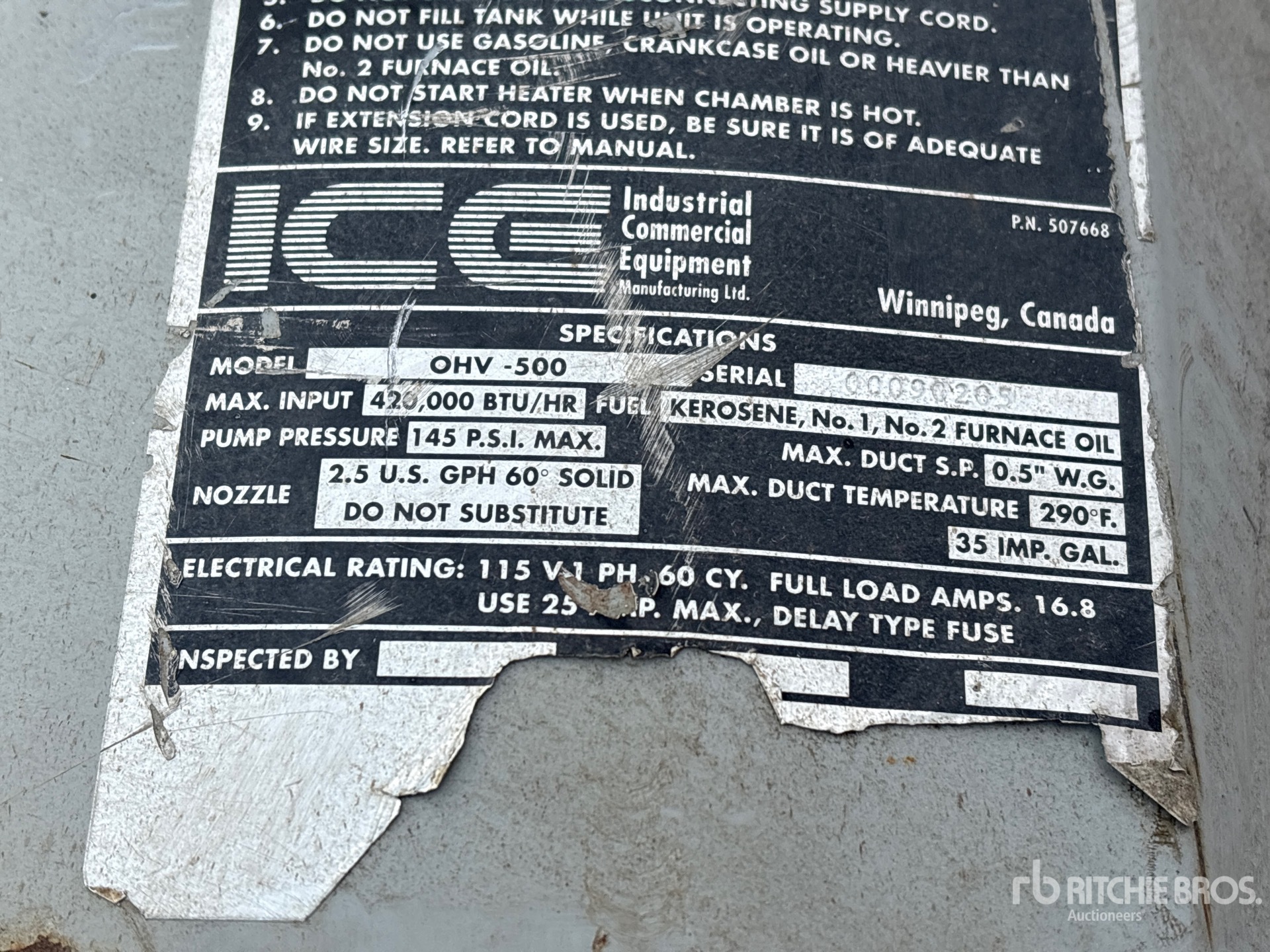 General Appearance with Serial Number / VIN