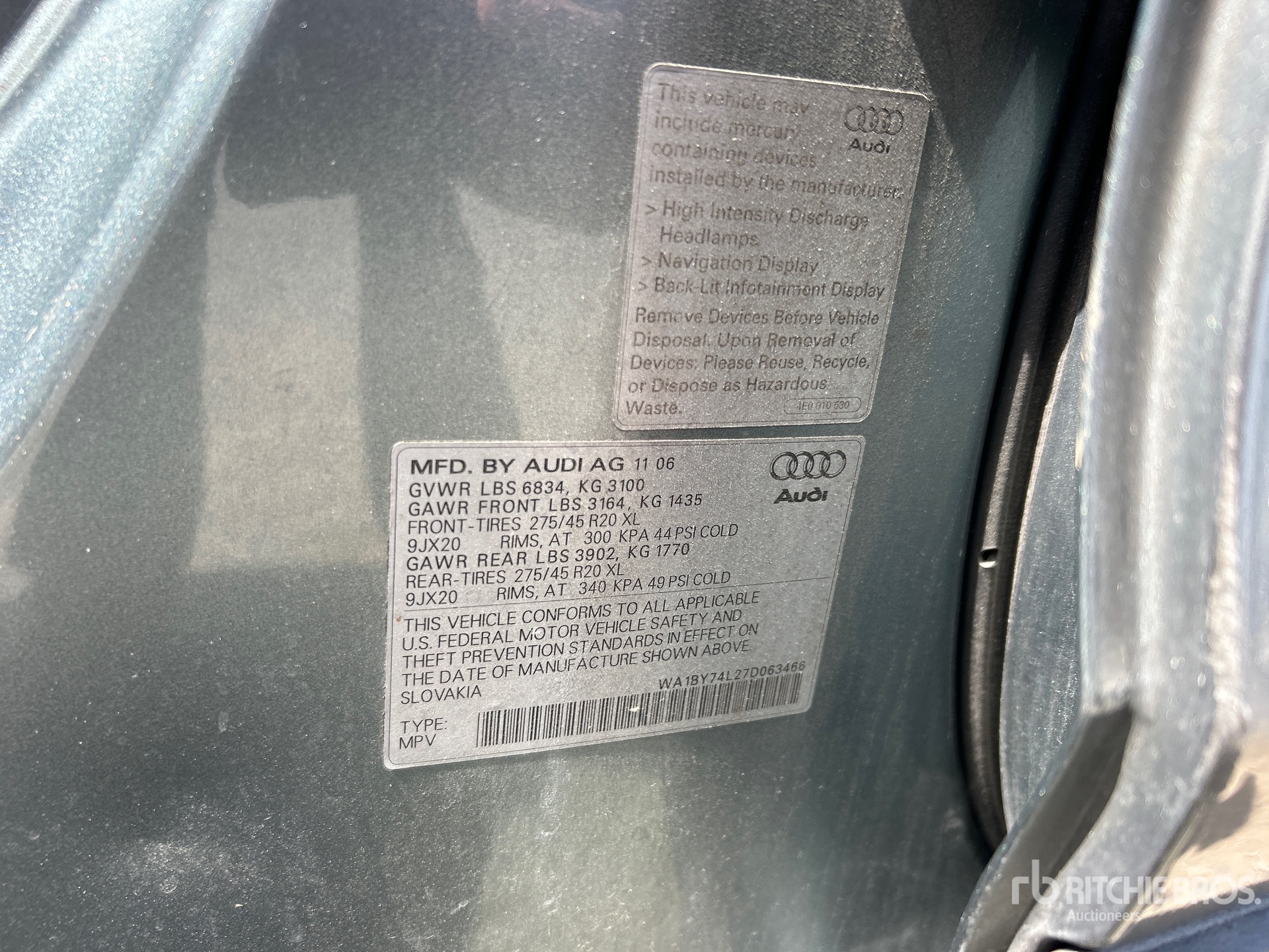 General Appearance with Serial Number / VIN