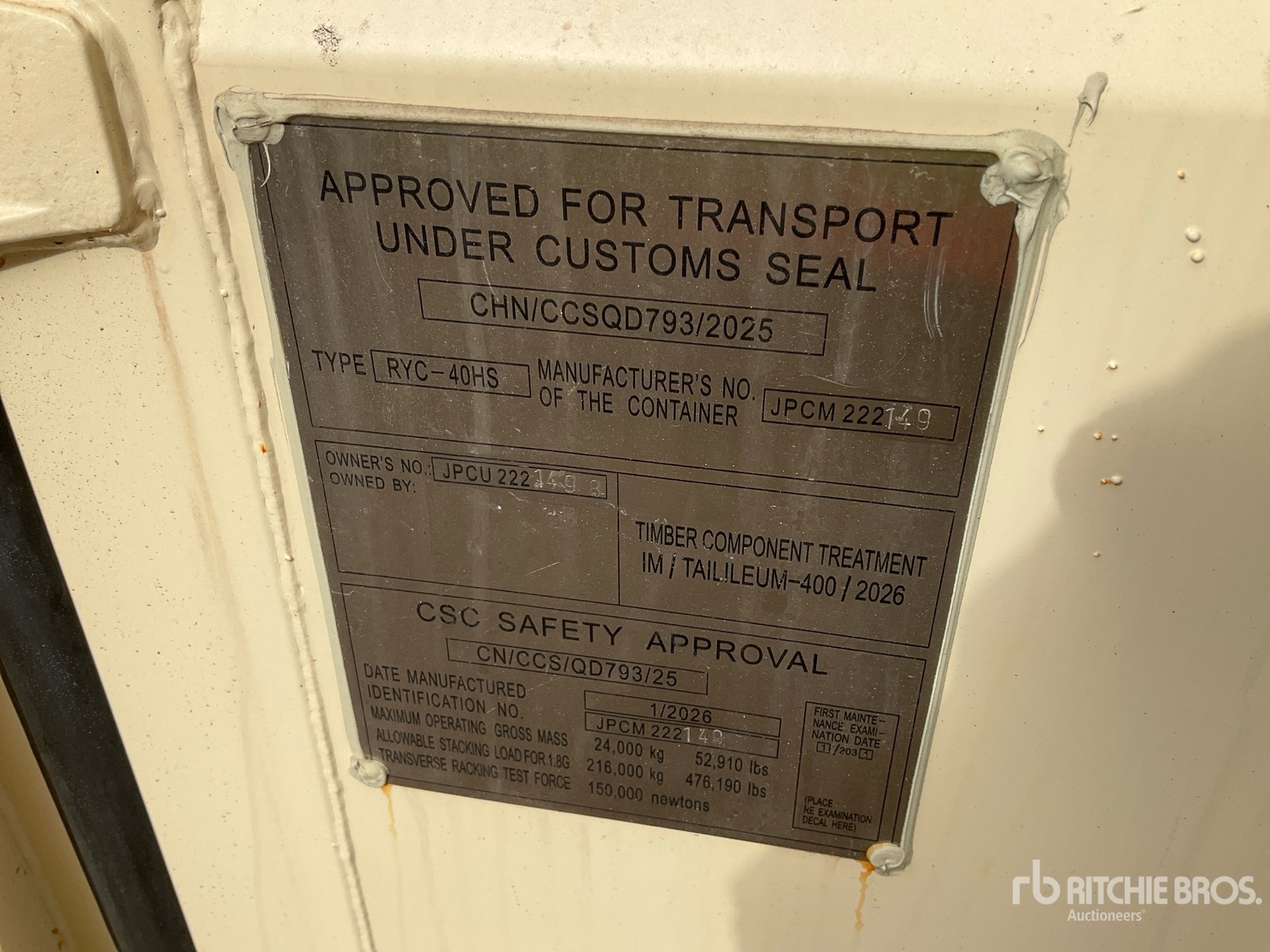 General Appearance with Serial Number / VIN