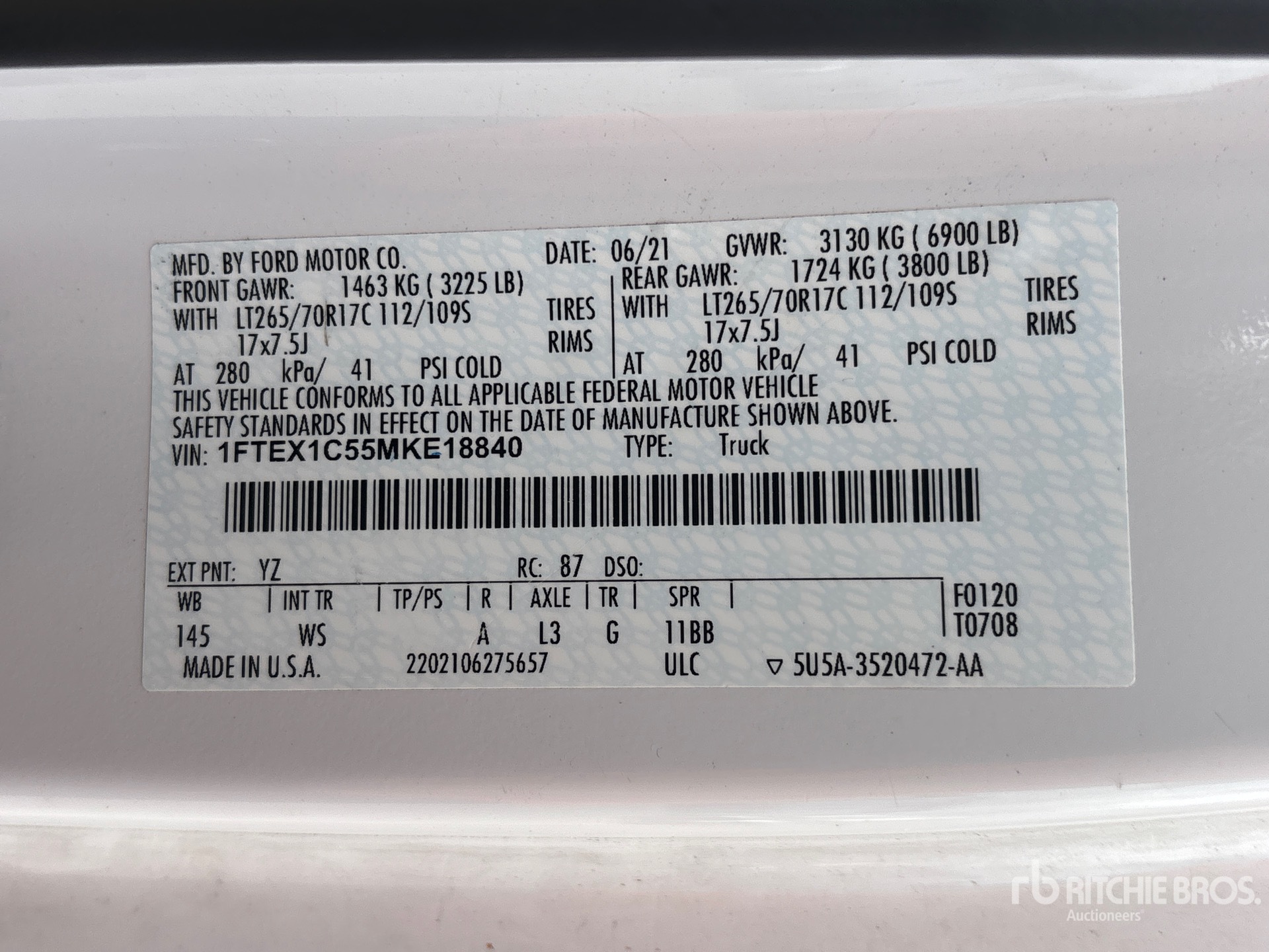 General Appearance with Serial Number / VIN