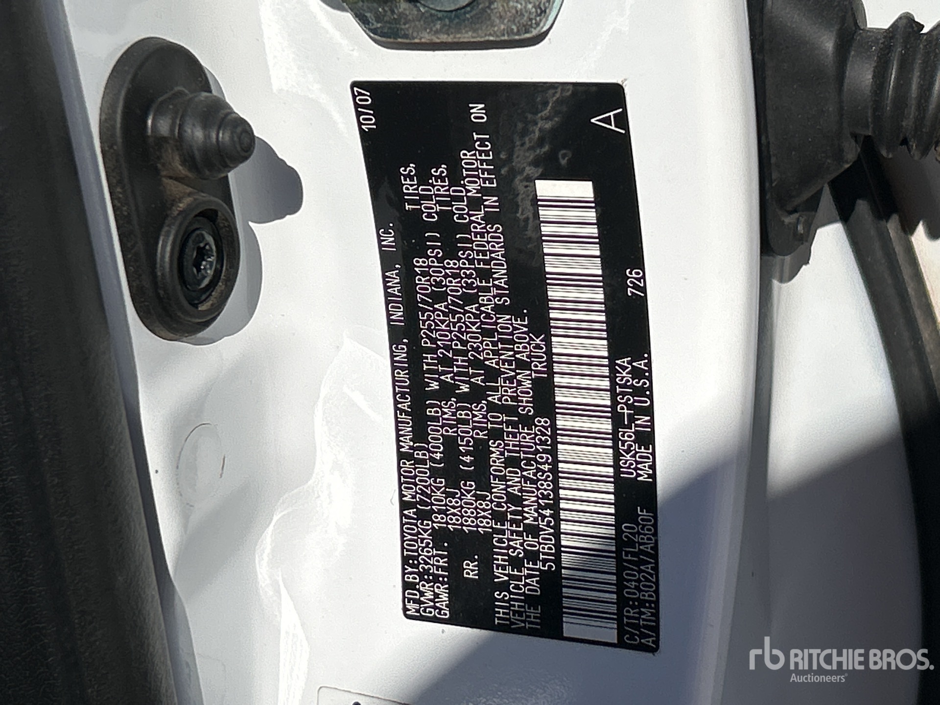 General Appearance with Serial Number / VIN