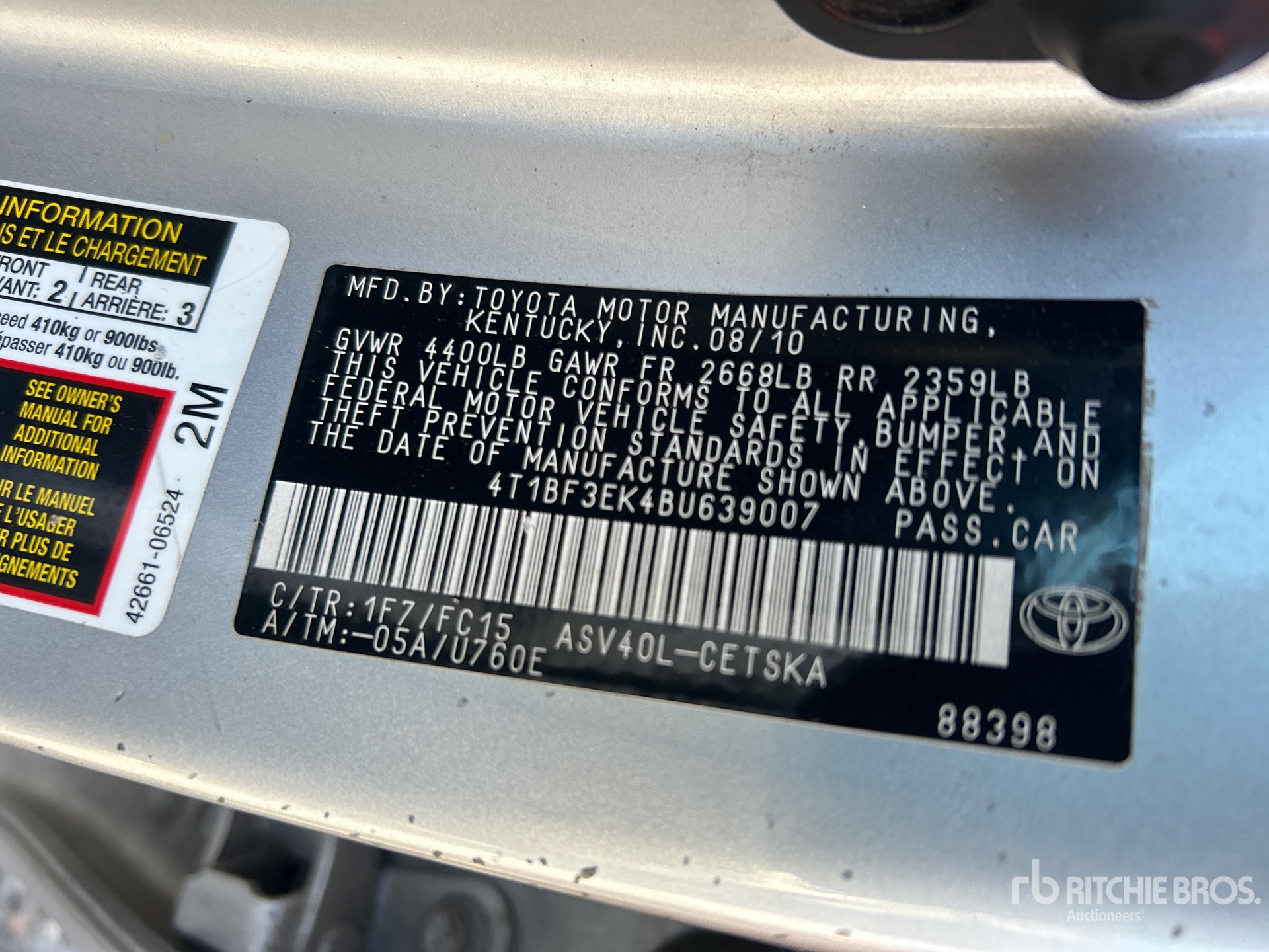 General Appearance with Serial Number / VIN