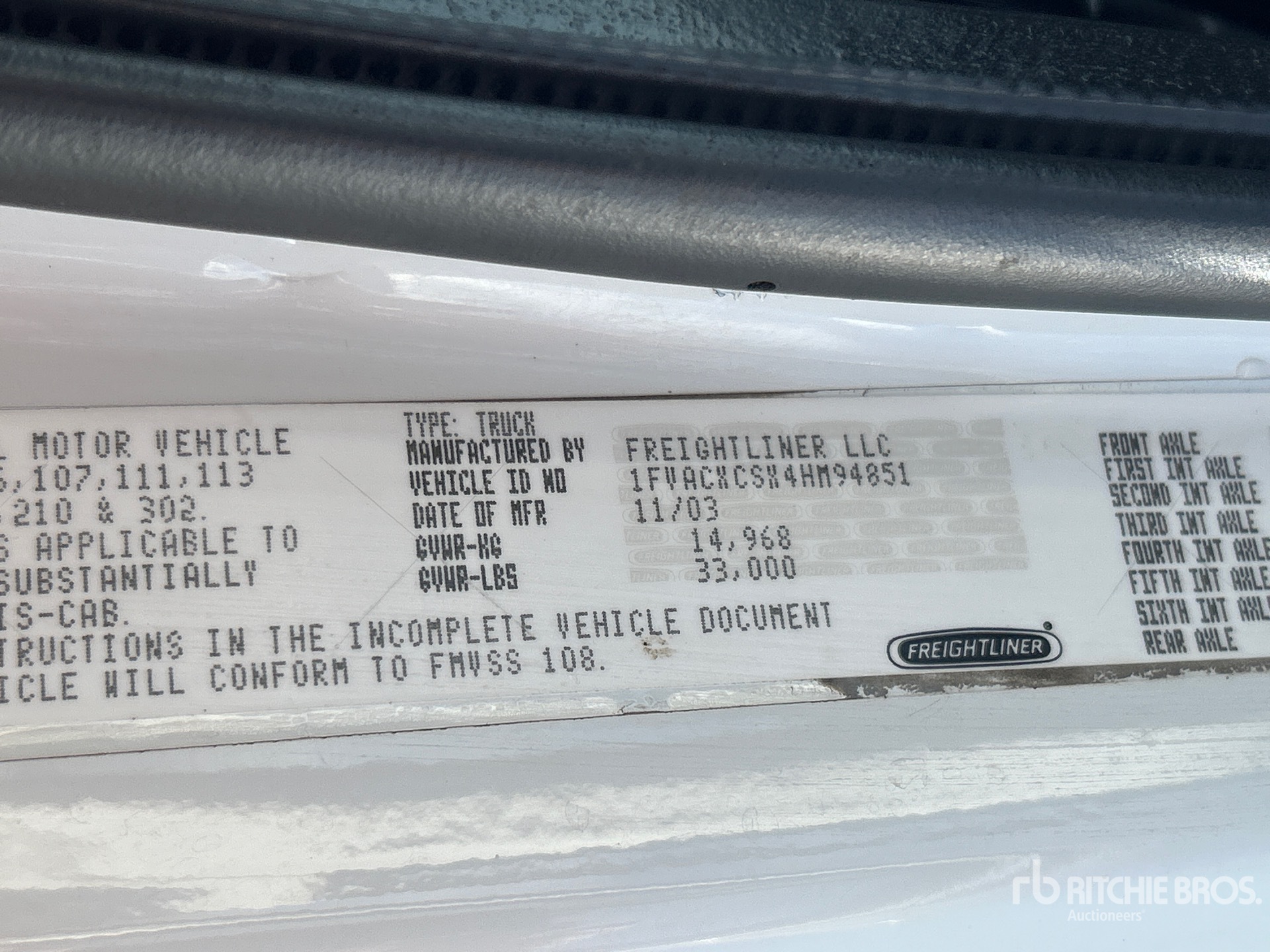 General Appearance with Serial Number / VIN