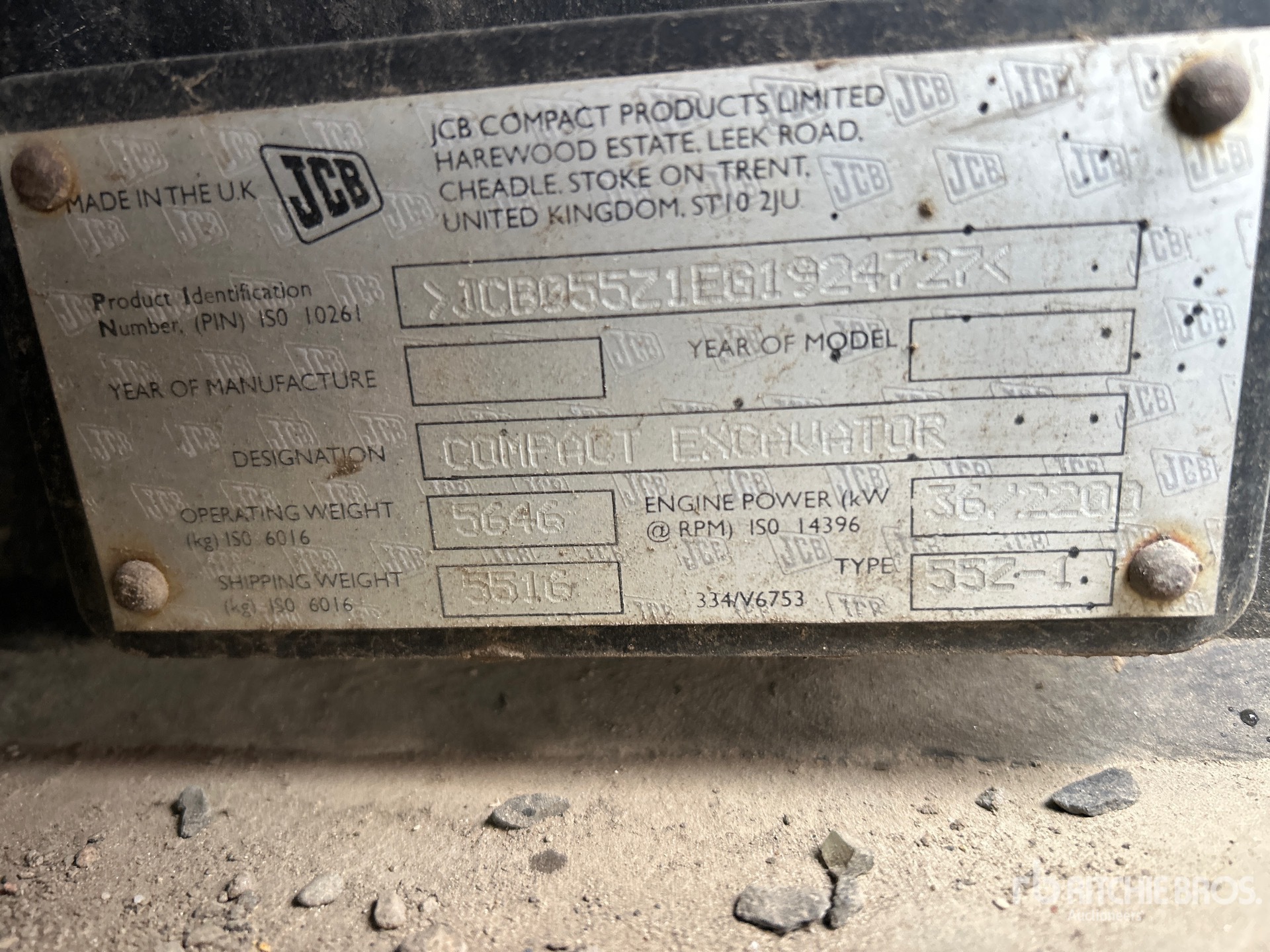 General Appearance with Serial Number / VIN