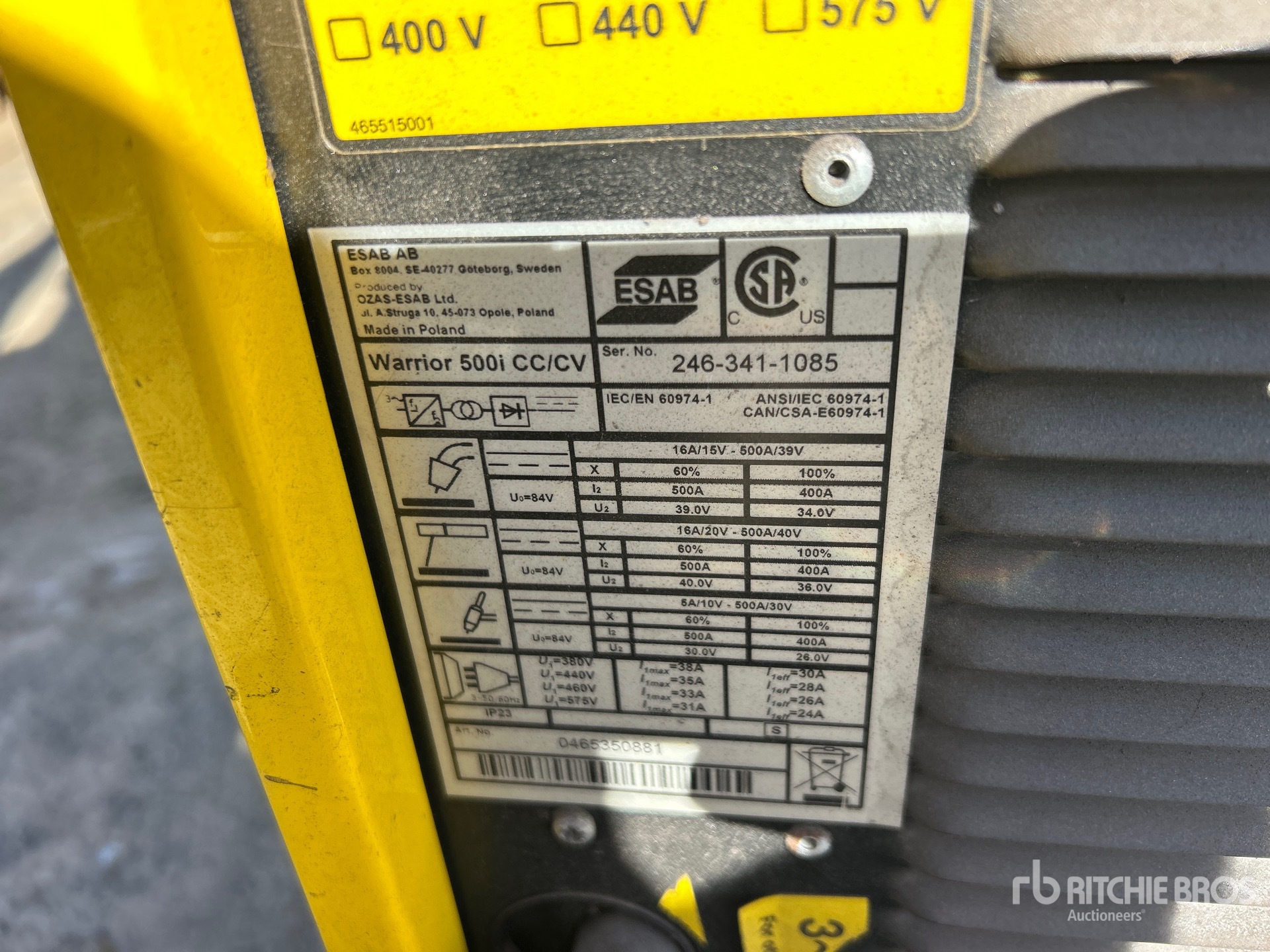 General Appearance with Serial Number / VIN