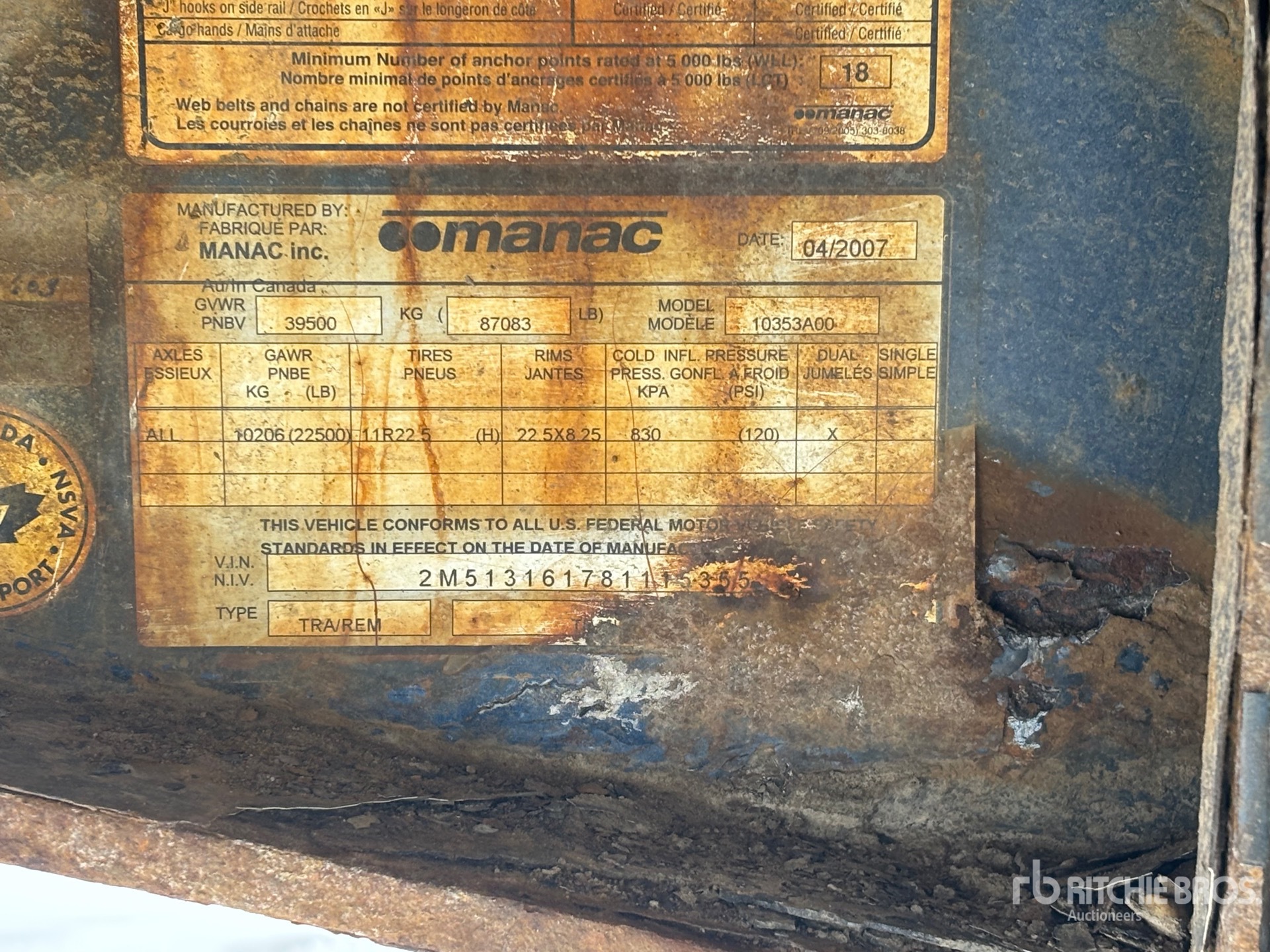 General Appearance with N.º de serie/VIN