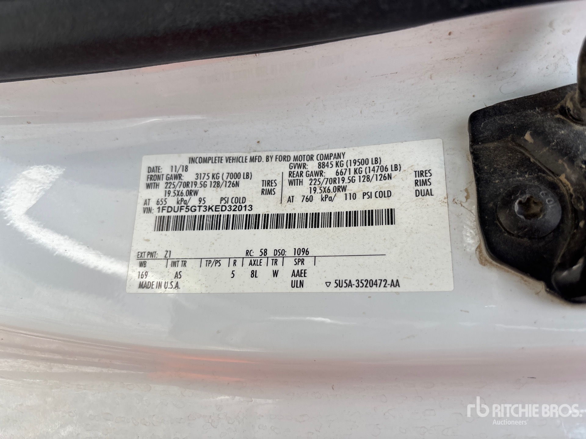 General Appearance with Serial Number / VIN