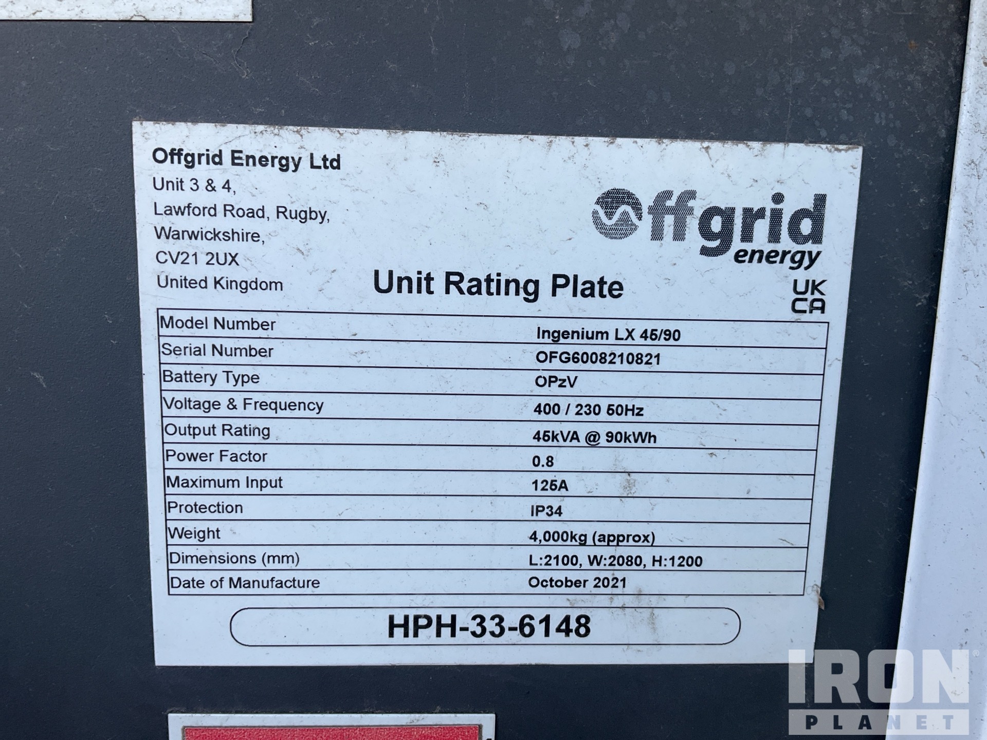 General Appearance with Serial Number / VIN